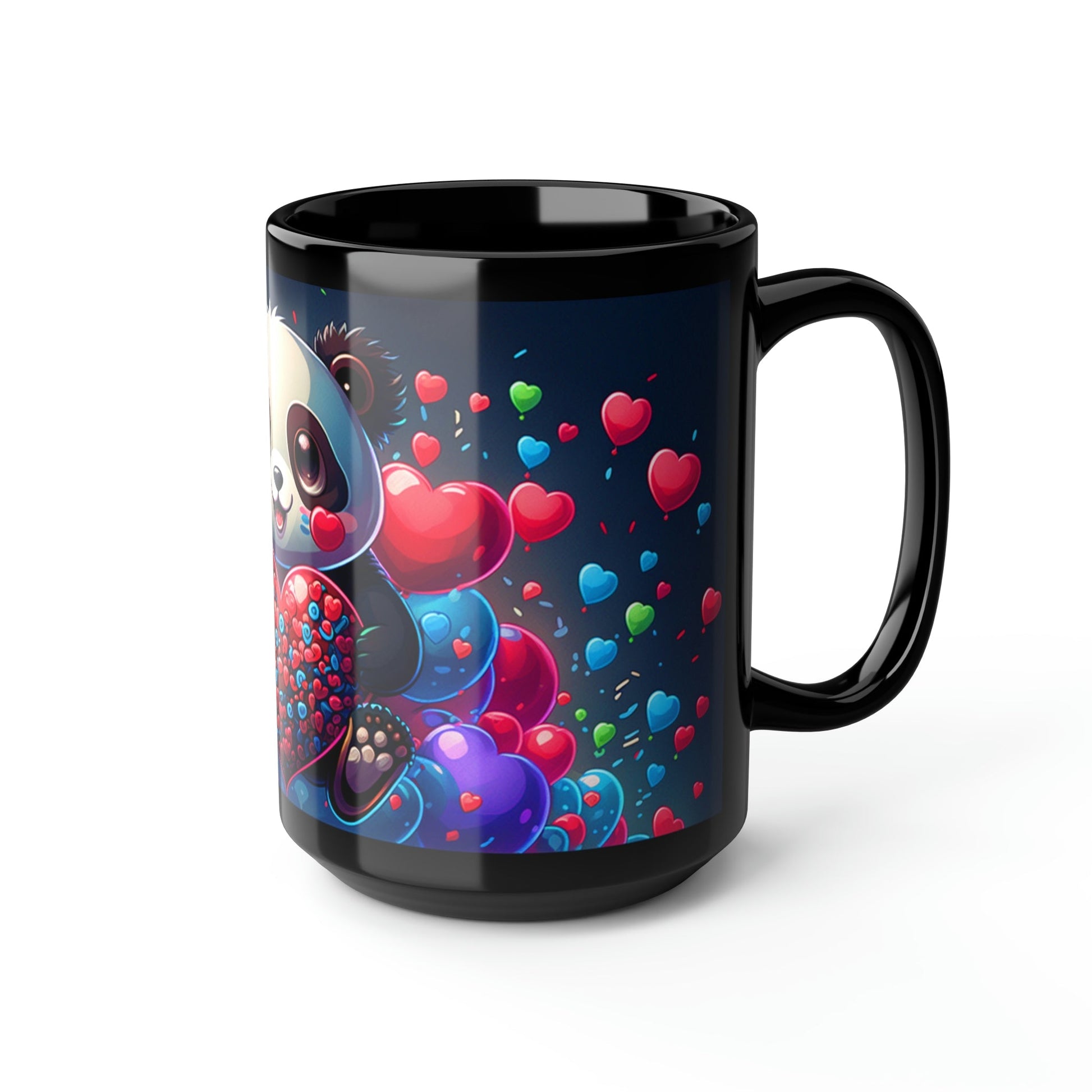 Happy Panda with Hearts - 15 oz Coffee Mug