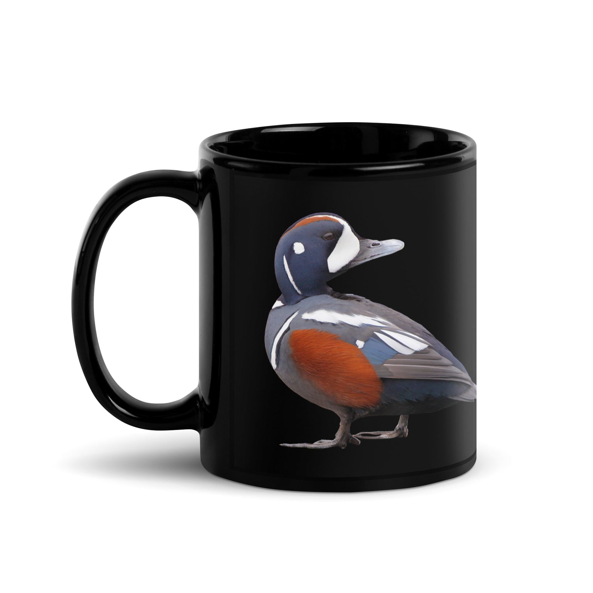 Harlequin Duck Black Glossy Ceramic Mug