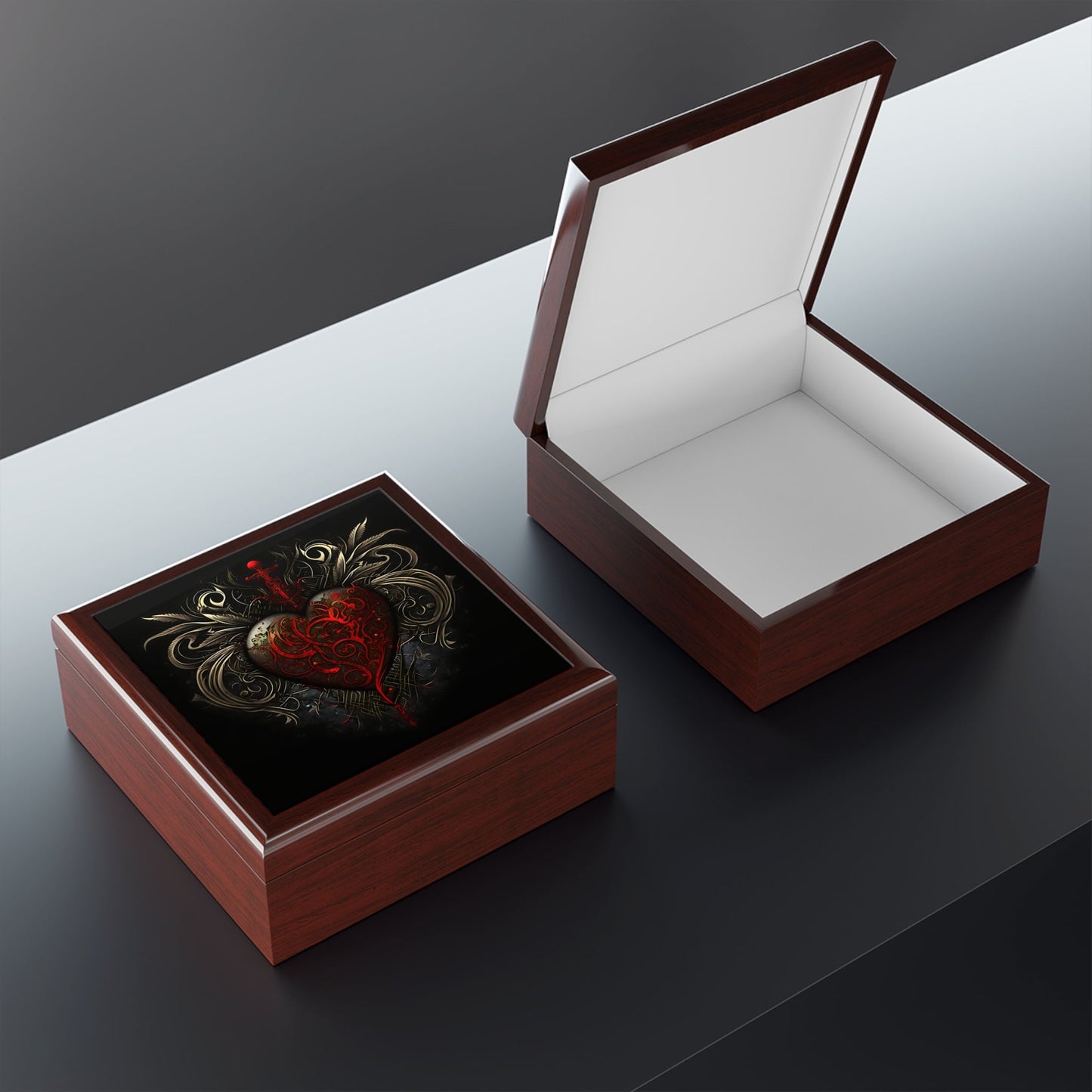 Heart & Dagger Tattoo Art Jewelry and Gift Box