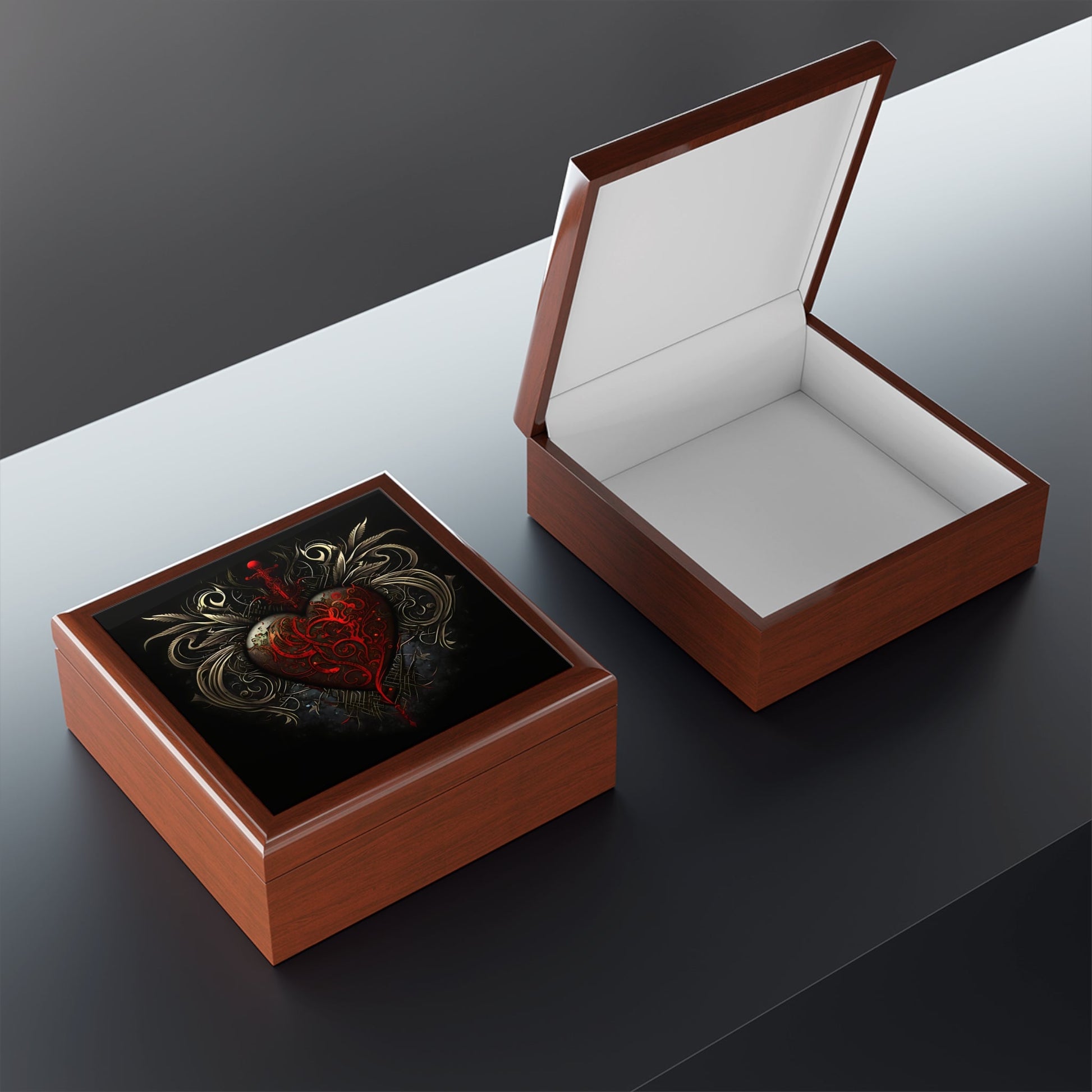 Heart & Dagger Tattoo Art Jewelry and Gift Box