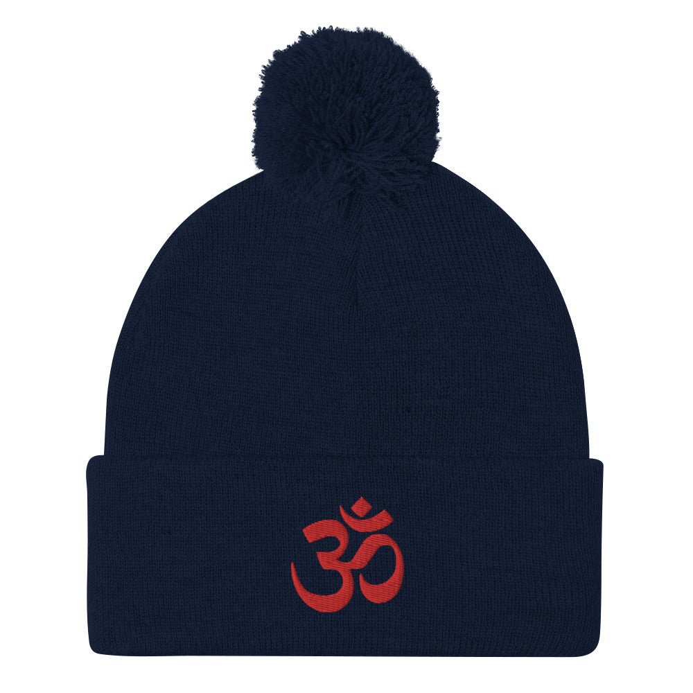 Hindu Om Pom-Pom Beanie for the Spiritually Evolved | Yoga Atman and Brahman