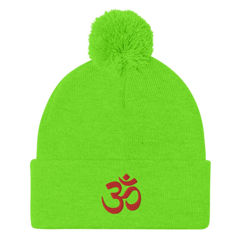 Hindu Om Pom-Pom Beanie for the Spiritually Evolved | Yoga Atman and Brahman