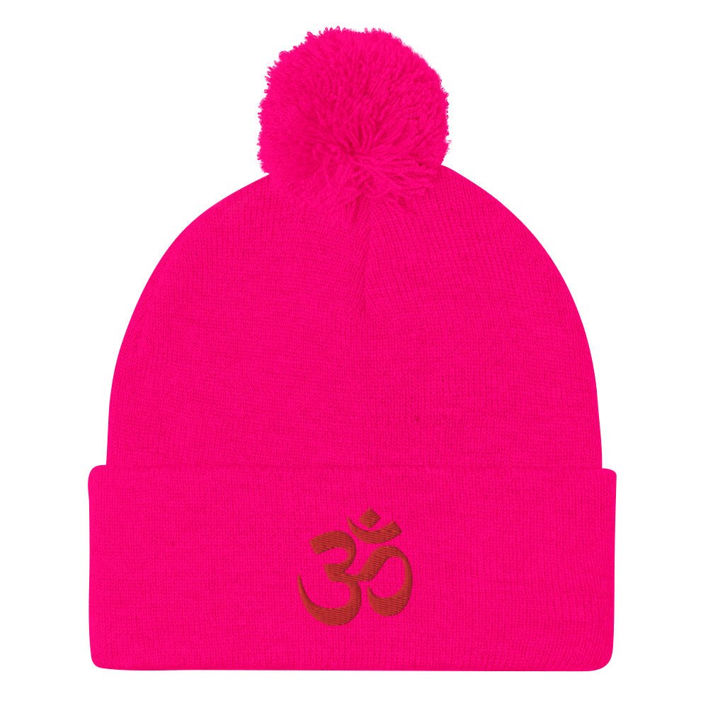 Hindu Om Pom-Pom Beanie for the Spiritually Evolved | Yoga Atman and Brahman