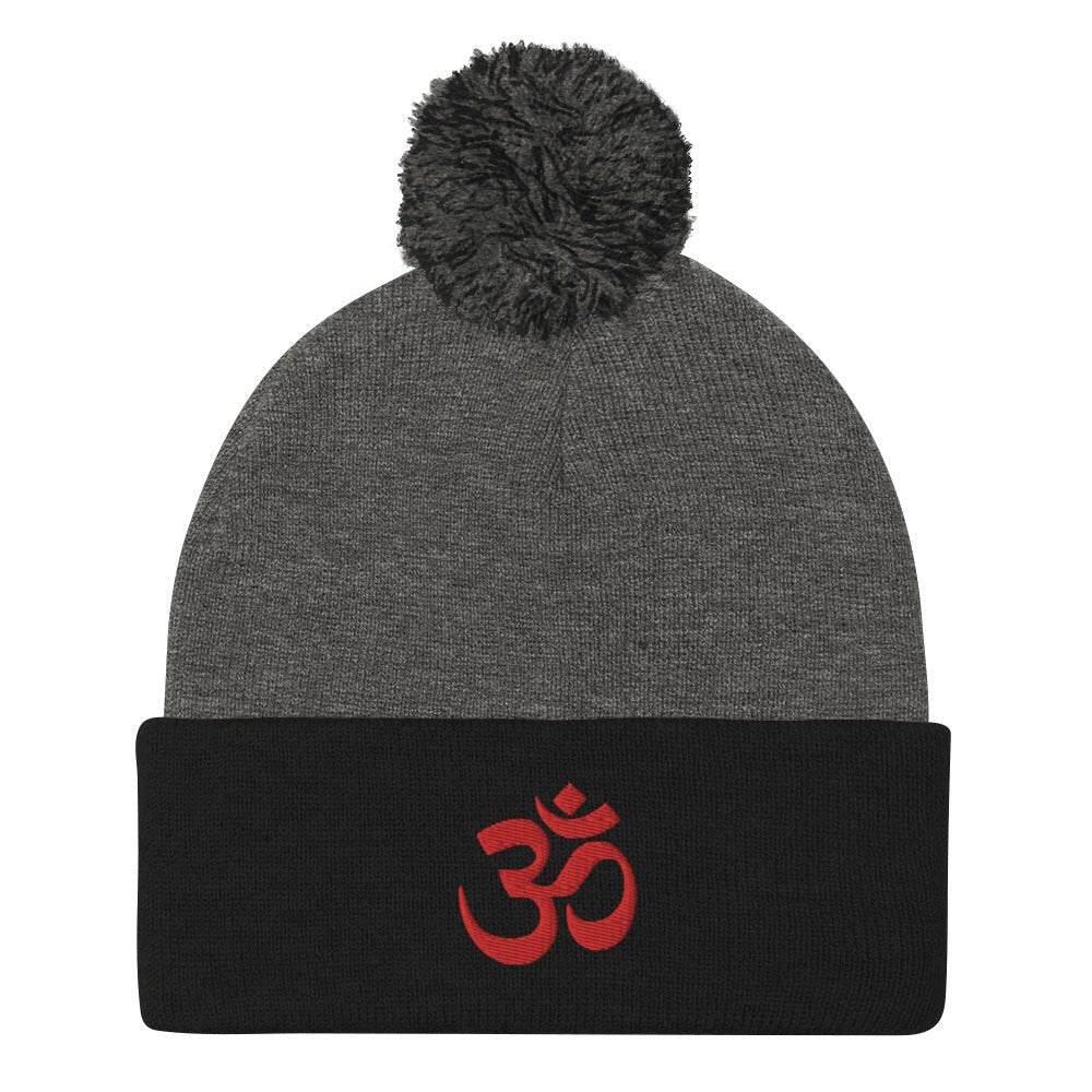 Hindu Om Pom-Pom Beanie for the Spiritually Evolved | Yoga Atman and Brahman