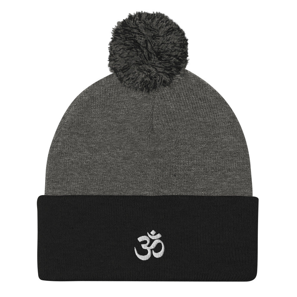 Hindu Om Pom-Pom Beanie for the Spiritually Evolved | Yoga Atman and Brahman