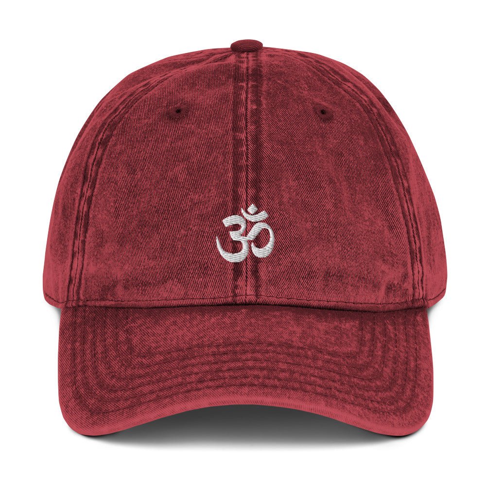 Hindu Om Vintage Cotton Twill Cap for the Spiritually Evolved | Yoga Atman and Brahman