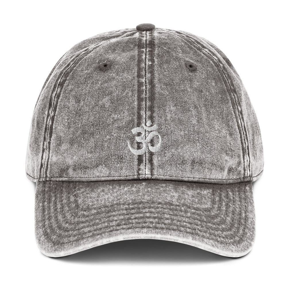 Hindu Om Vintage Cotton Twill Cap for the Spiritually Evolved | Yoga Atman and Brahman