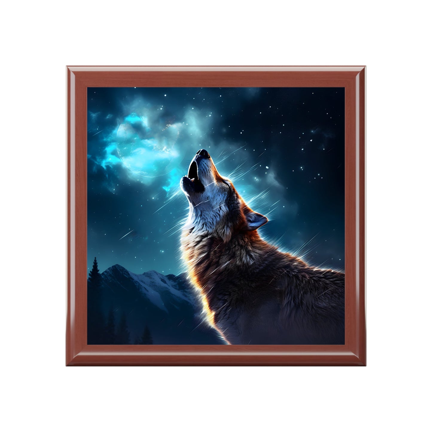 Howling Wolf Artwork Print Gift and Jewelry Box