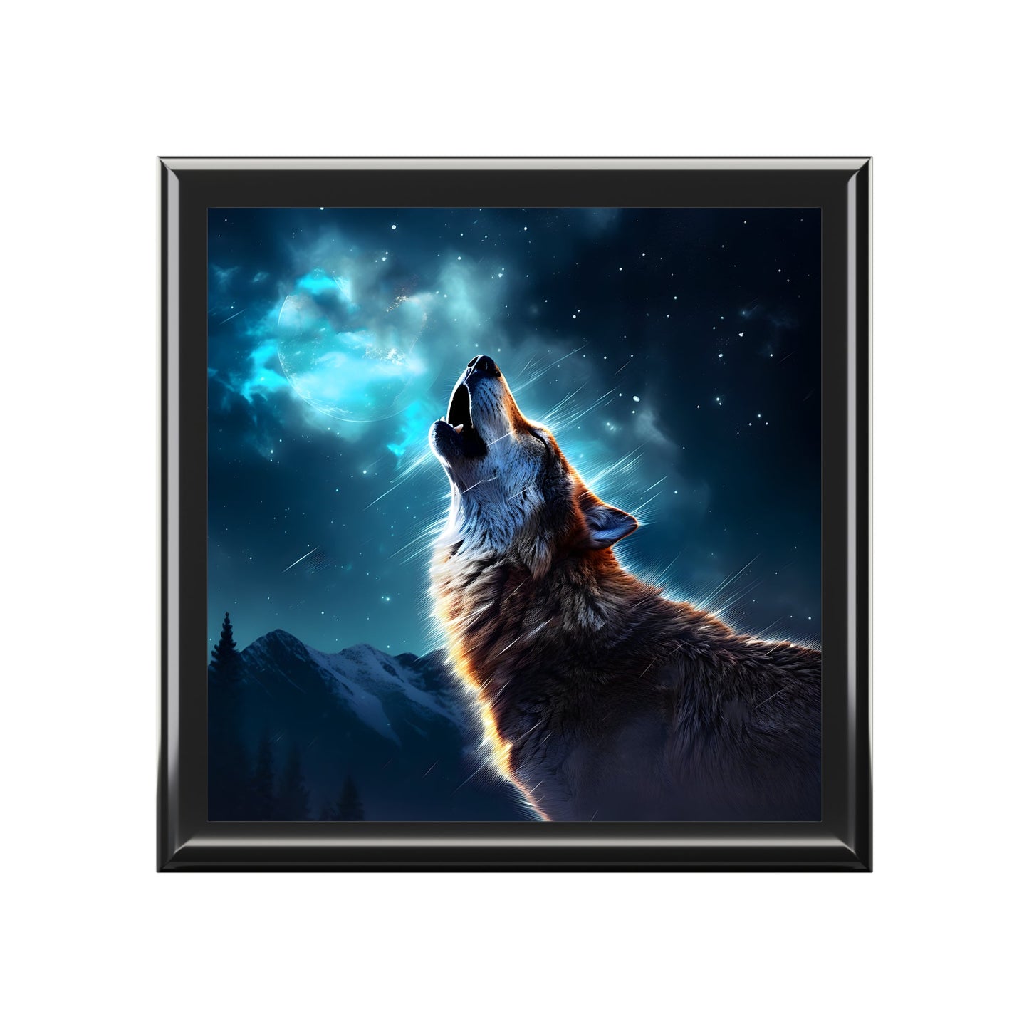 Howling Wolf Artwork Print Gift and Jewelry Box