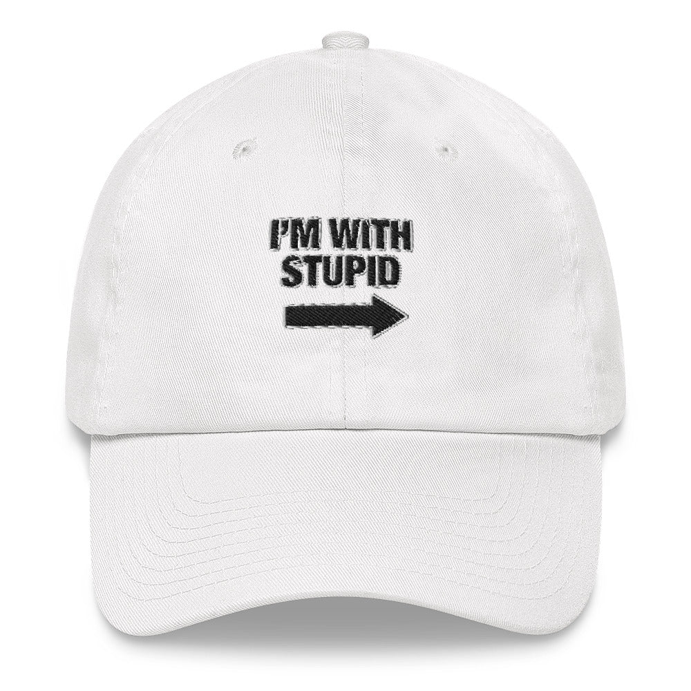 I'm with stupid gag gift cotton twill hat cap adjustable low profile low profile curved visor bill