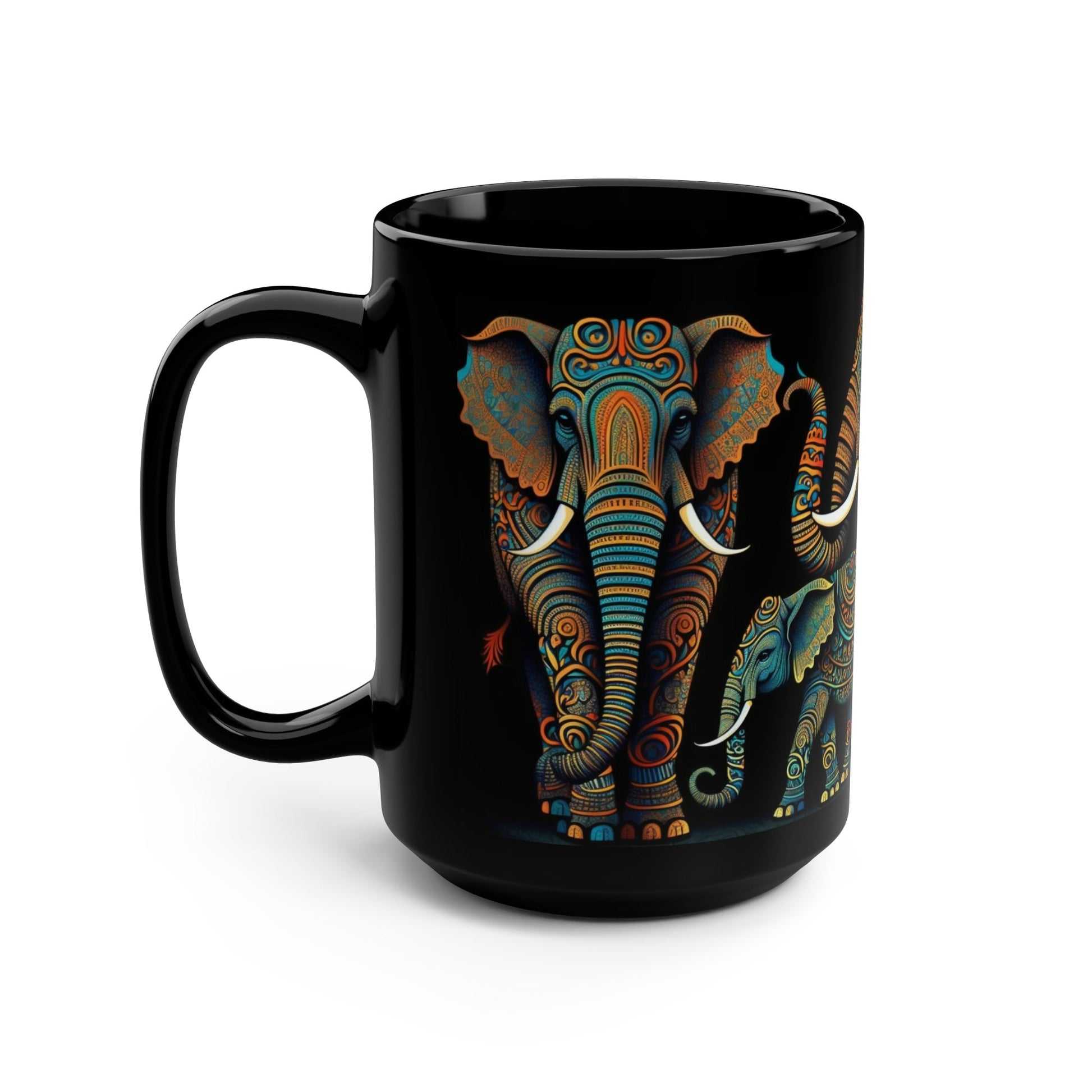 Indian Elephant Family - 15 oz Coffee Mug