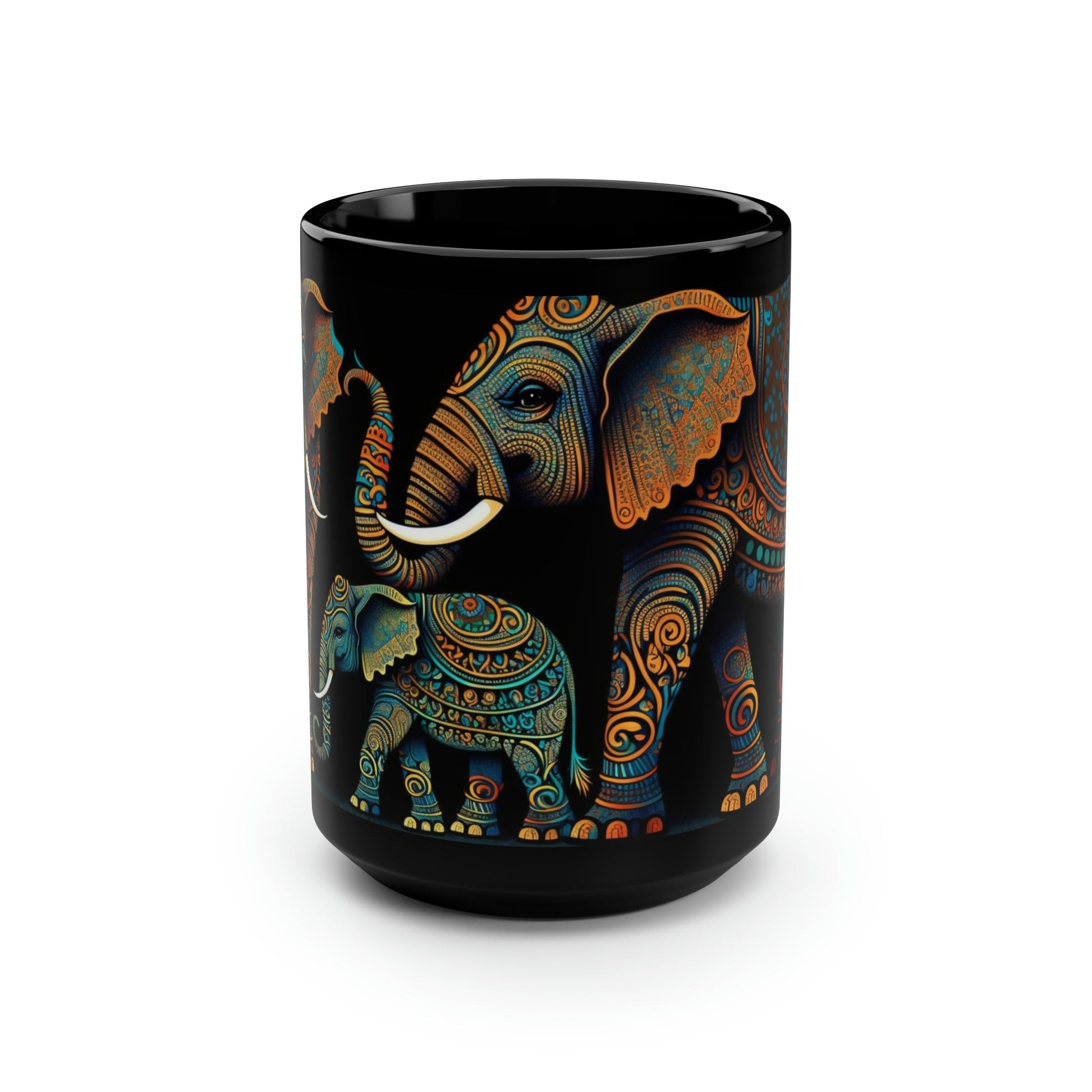 Indian Elephant Family - 15 oz Coffee Mug