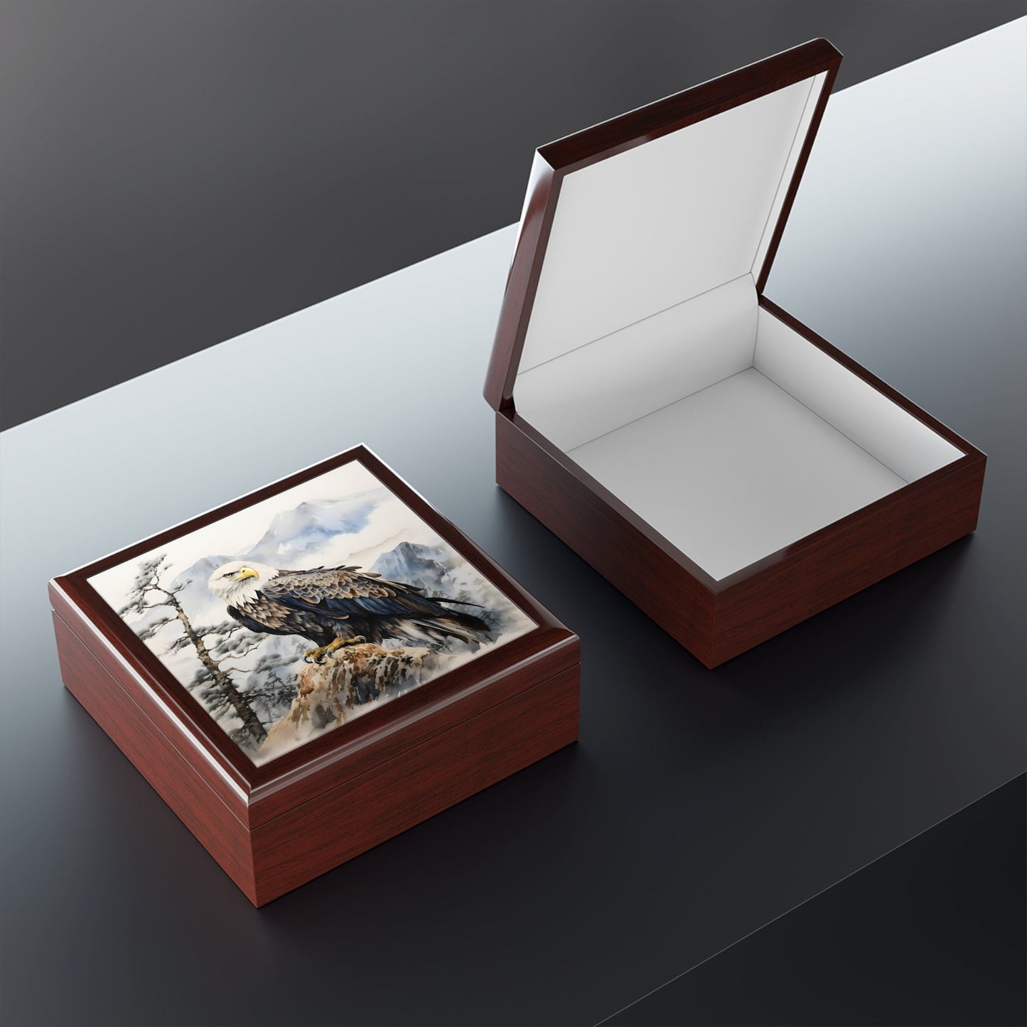Japandi Style Bald Eagle Trinket Jewelry Box