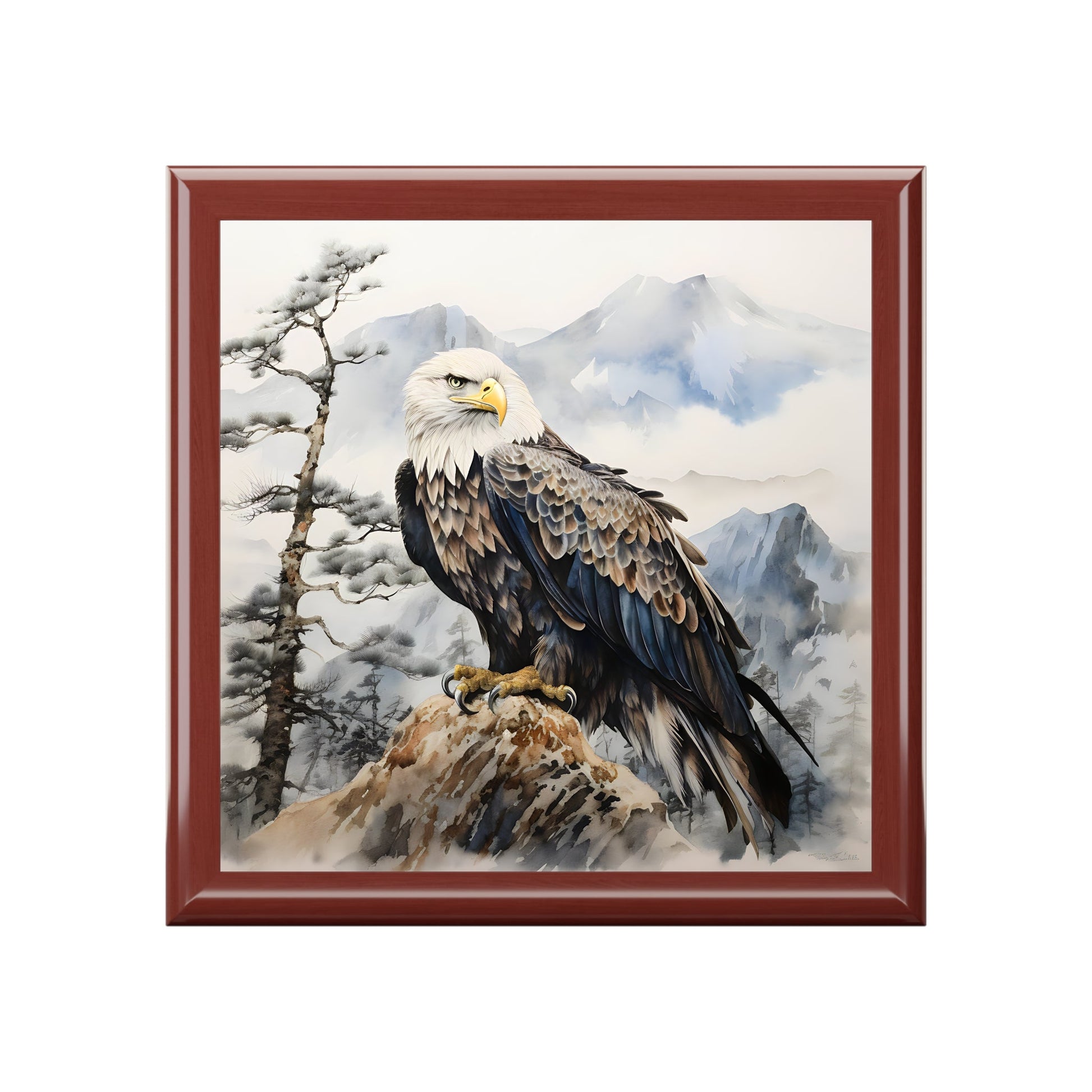 Japandi Style Bald Eagle Trinket Jewelry Box