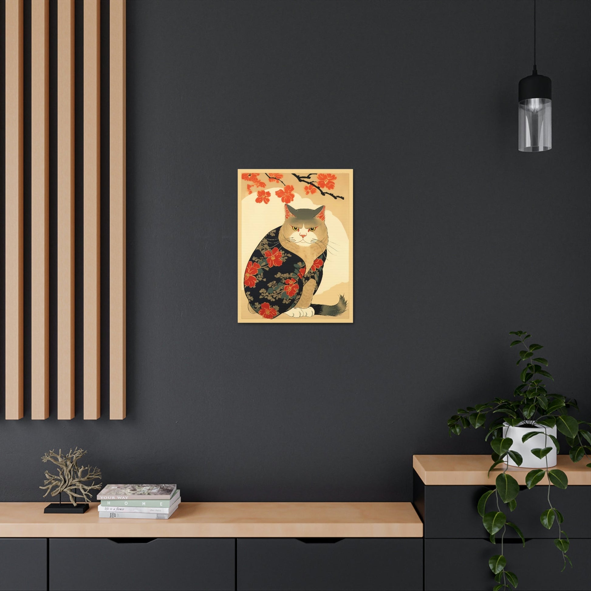 Japandi Ukiyo-e Style Cat | Canvas Gallery Wraps