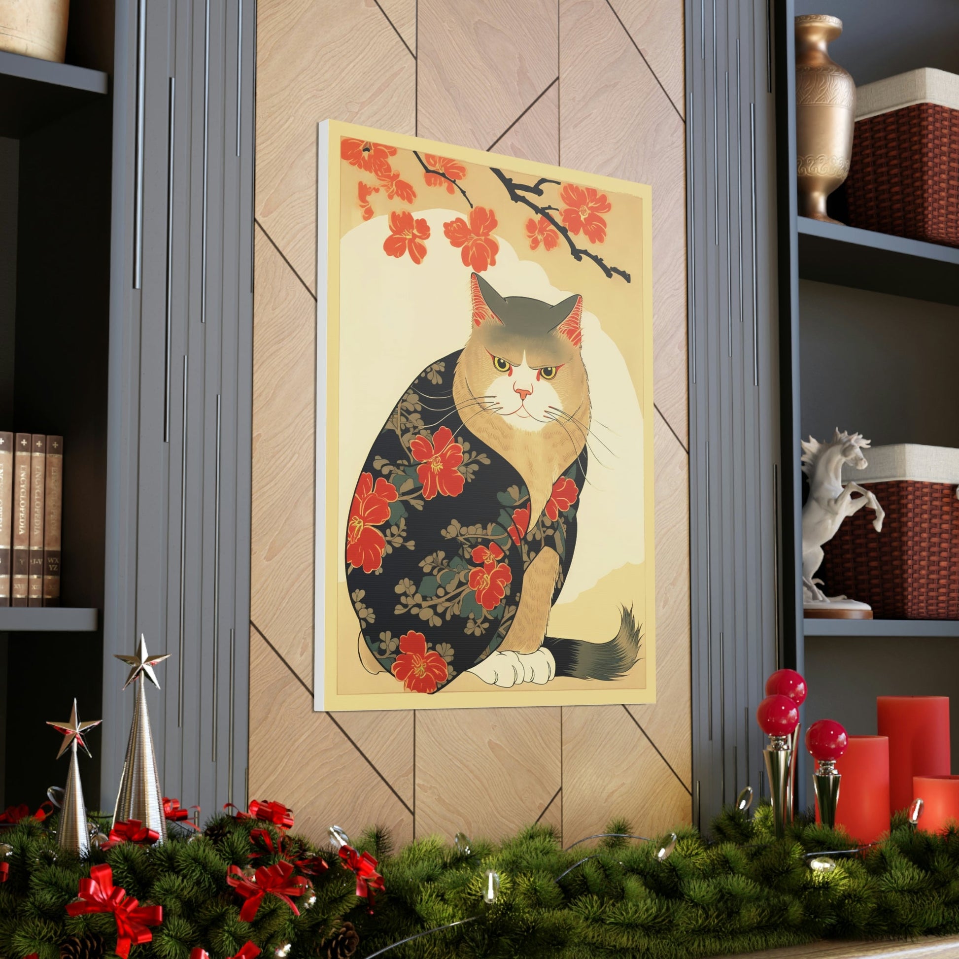 Japandi Ukiyo-e Style Cat | Canvas Gallery Wraps