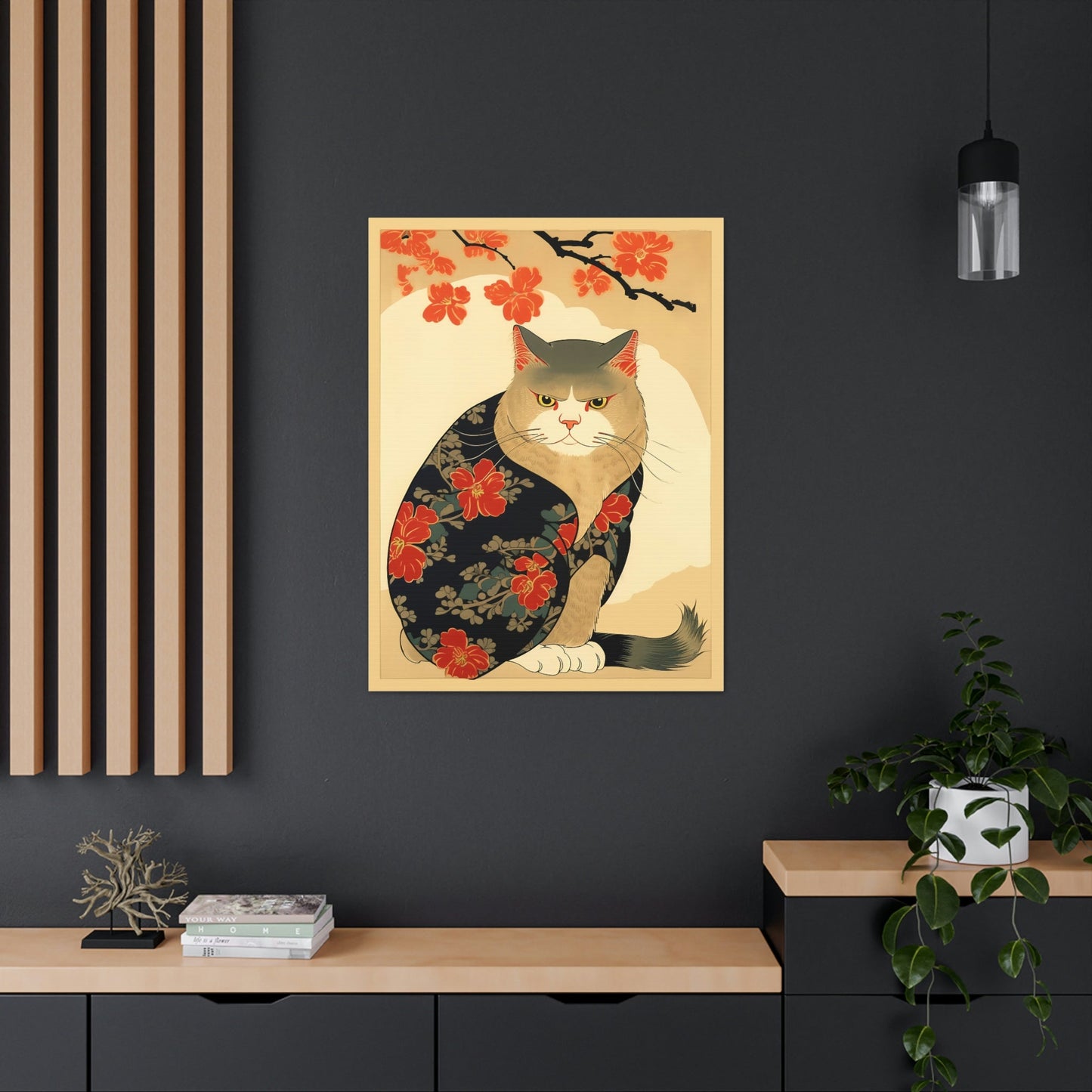 Japandi Ukiyo-e Style Cat | Canvas Gallery Wraps