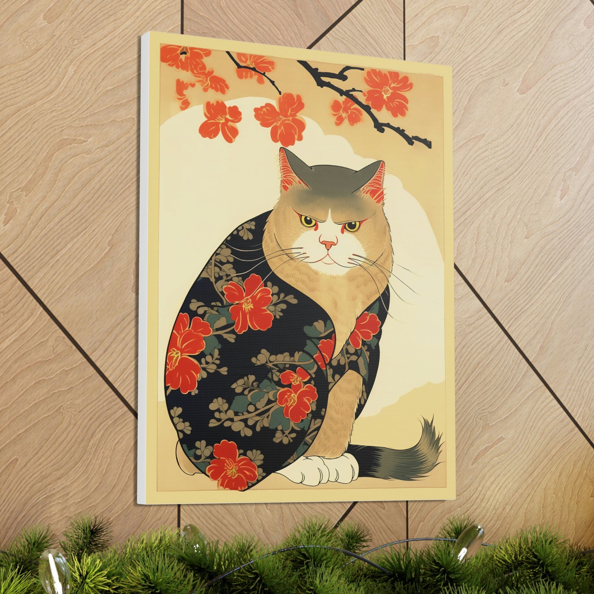 Japandi Ukiyo-e Style Cat | Canvas Gallery Wraps