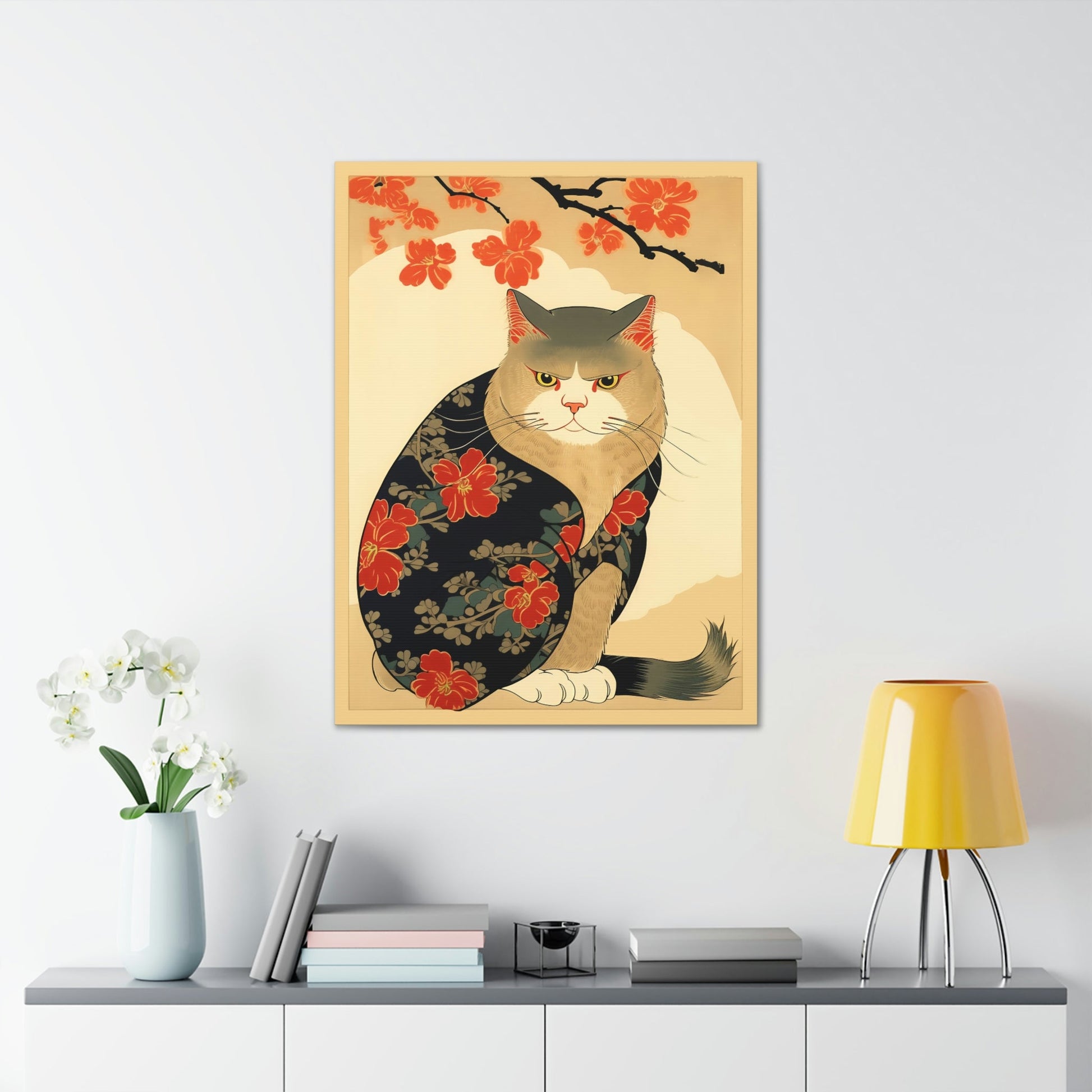 Japandi Ukiyo-e Style Cat | Canvas Gallery Wraps