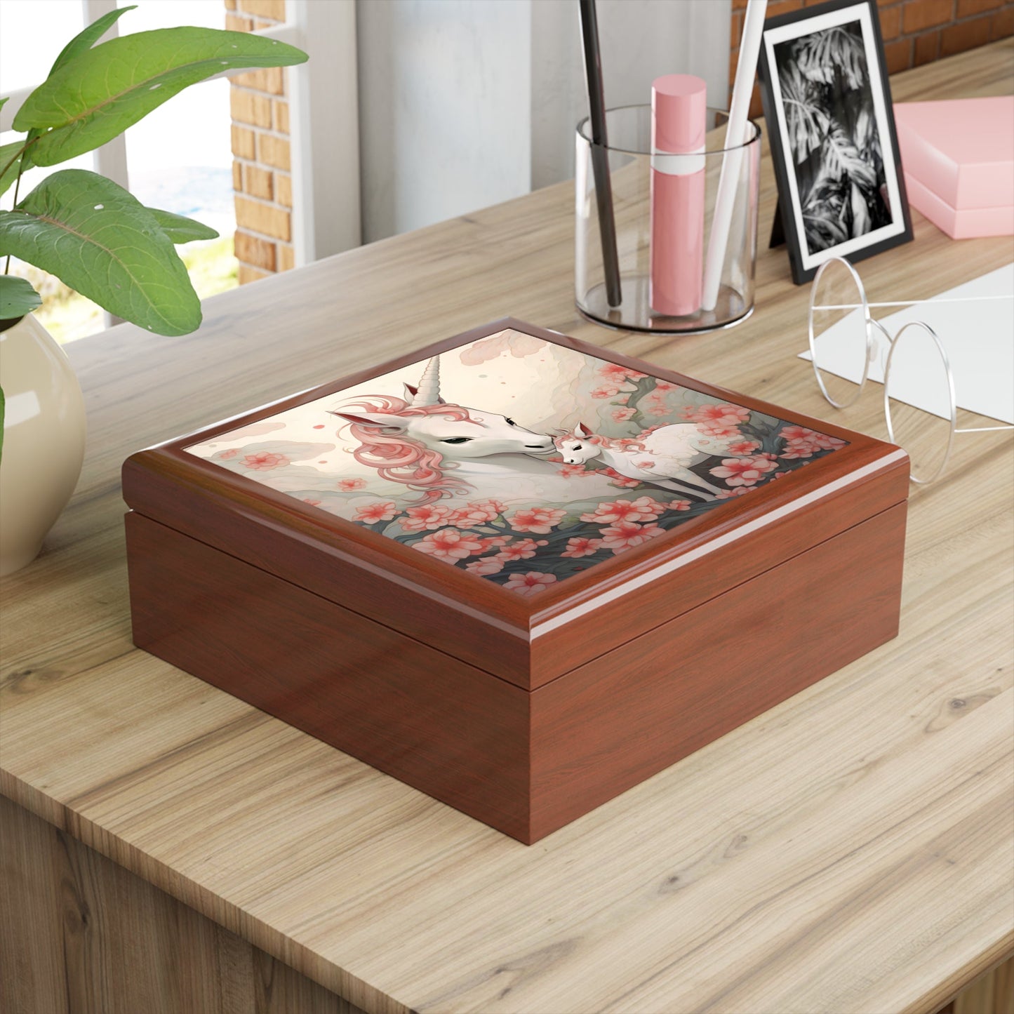 Japandi Unicorn and Baby Jewelry Box