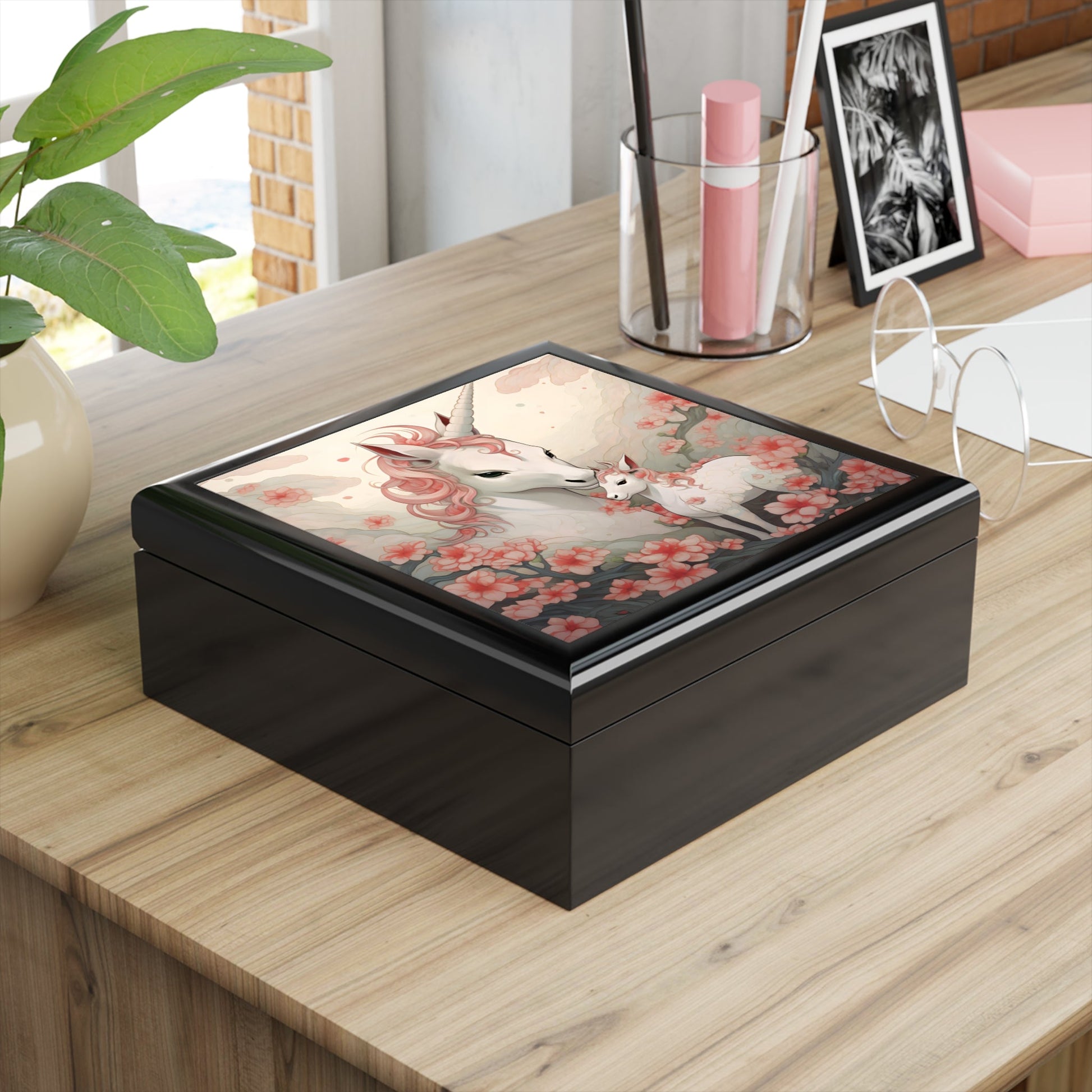 Japandi Unicorn and Baby Jewelry Box