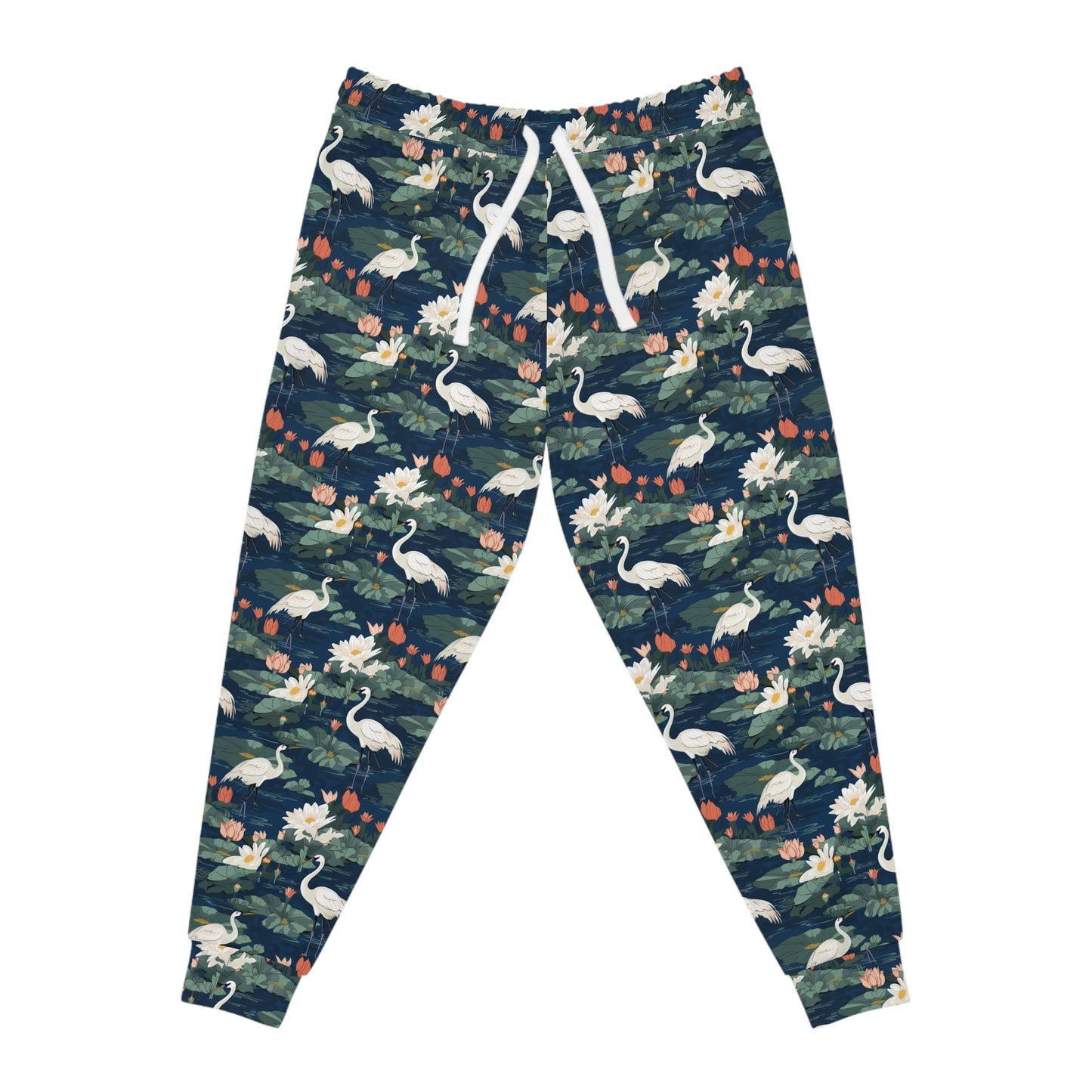 Japandi Whooping Cranes Pattern Athletic Joggers