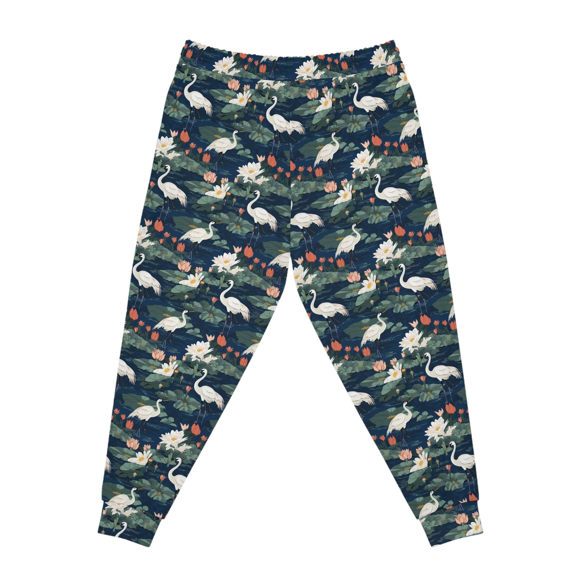 Japandi Whooping Cranes Pattern Athletic Joggers