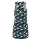 Japandi Whooping Cranes Pattern Floral Women's Racerback Dress