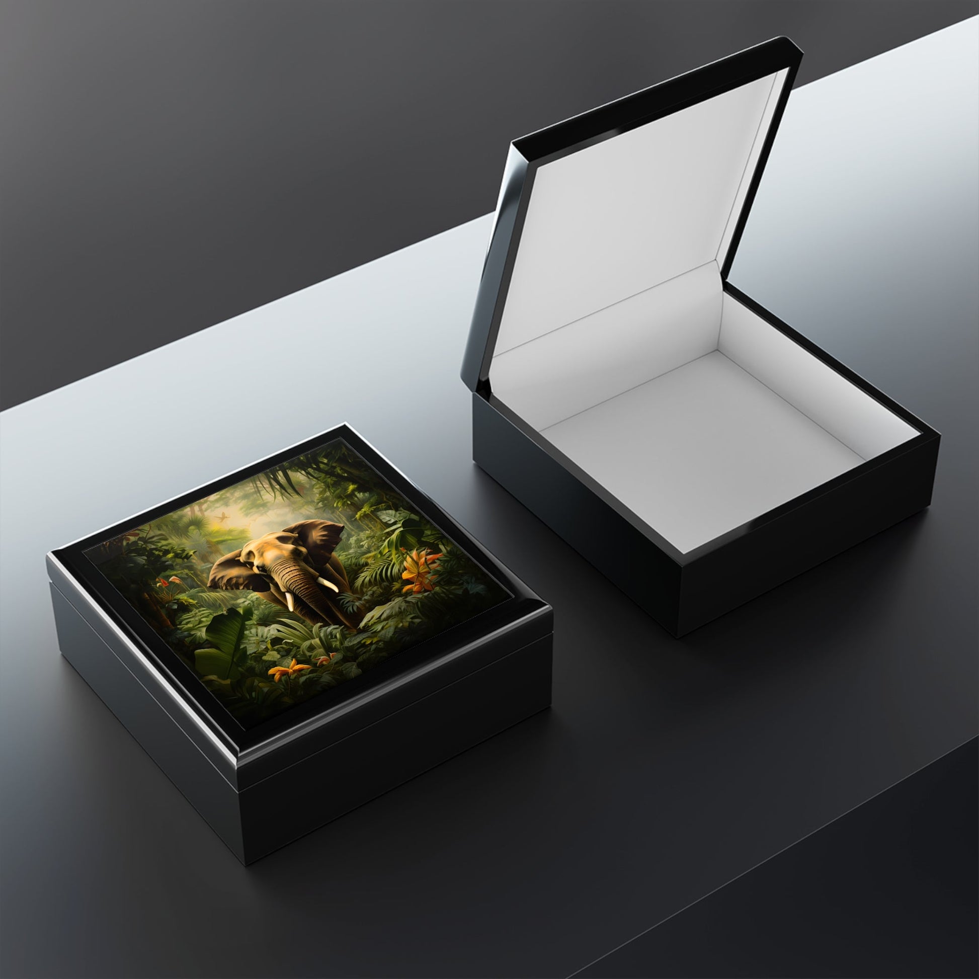 Jungle Elephant Seen on Safari Gift and Jewelry Box
