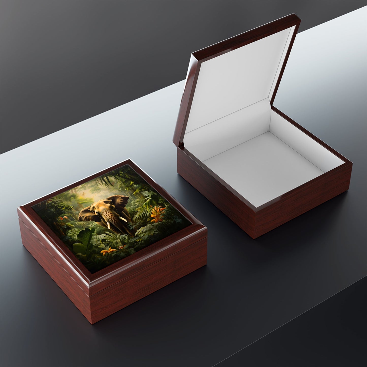 Jungle Elephant Seen on Safari Gift and Jewelry Box