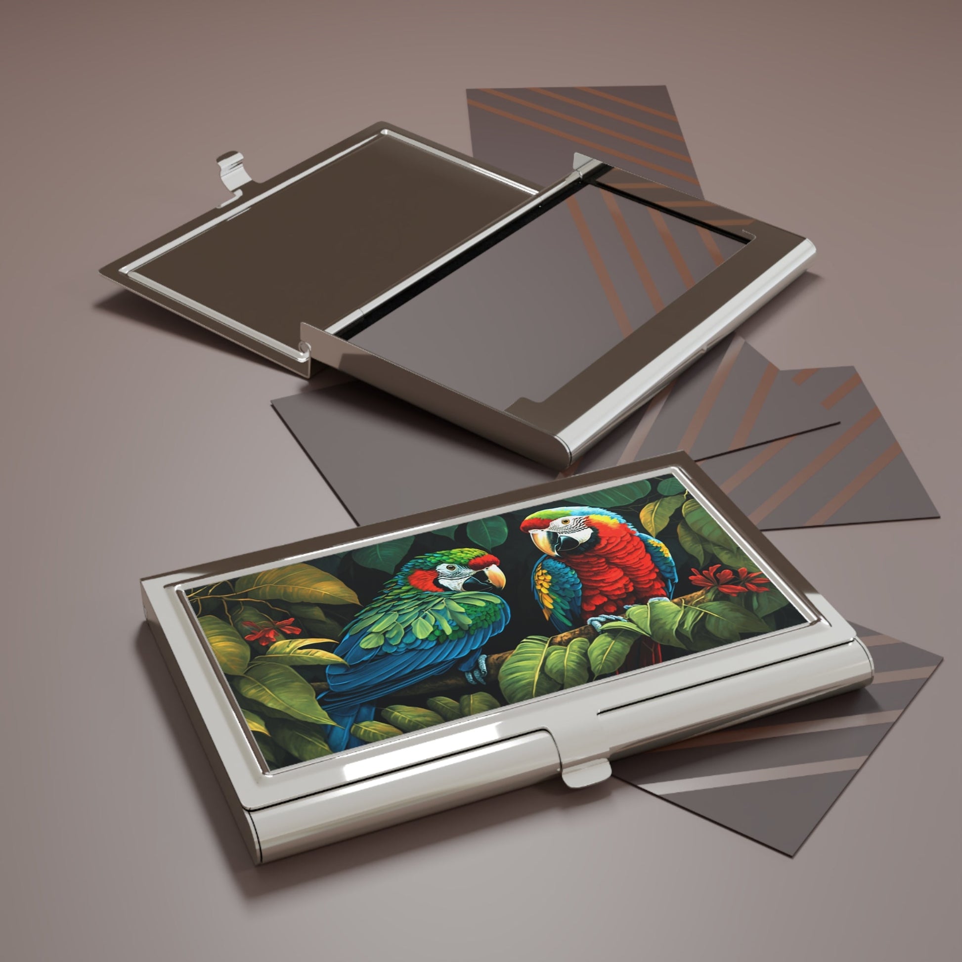 Jungle Safari Macaw Parrots Business Card Holder