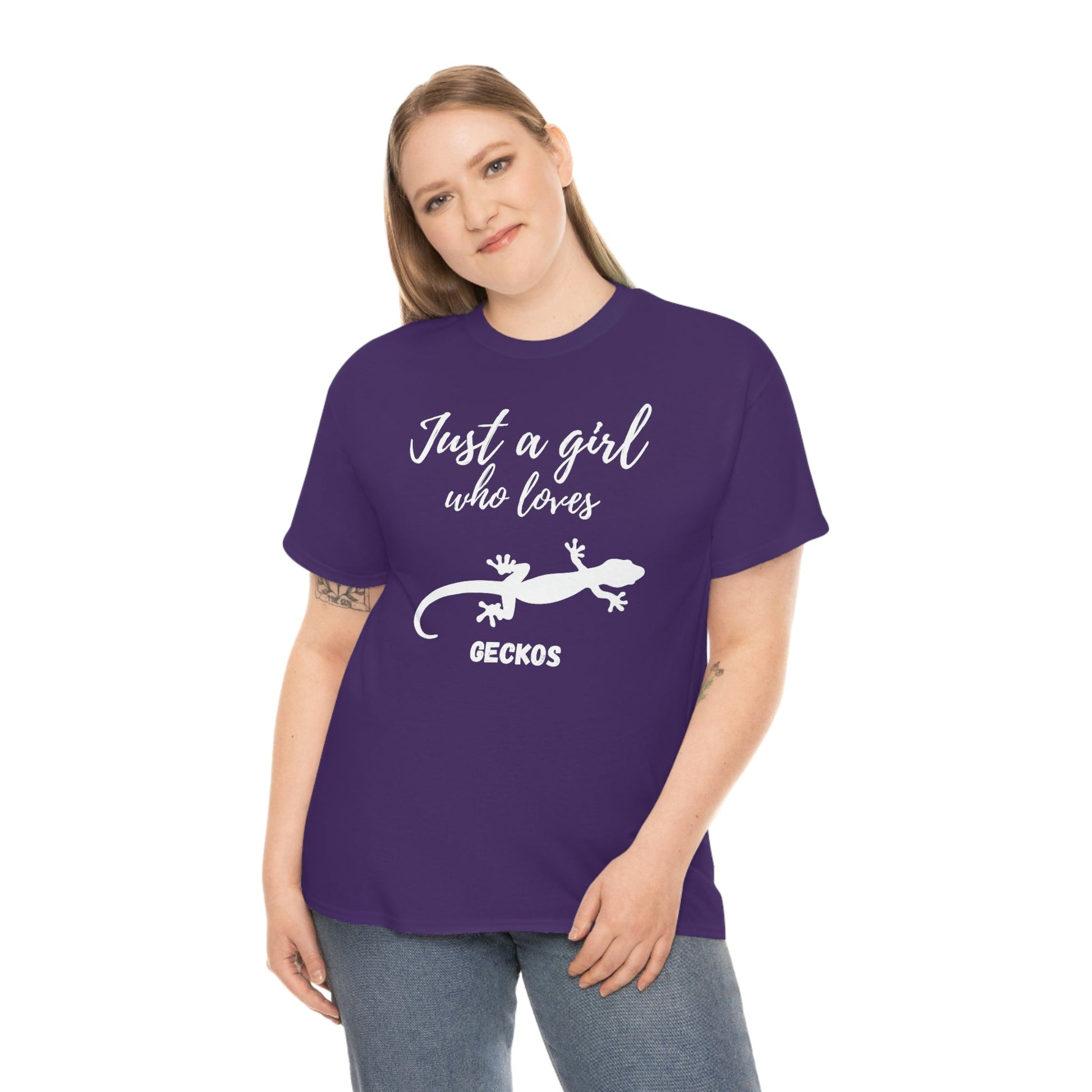 Just a Girl Who Loves Geckos Heavy Cotton Tee, gecko gift, gecko shirt, gecko t-shirt, pet gecko, gecko owner, gecko product, gecko lover,