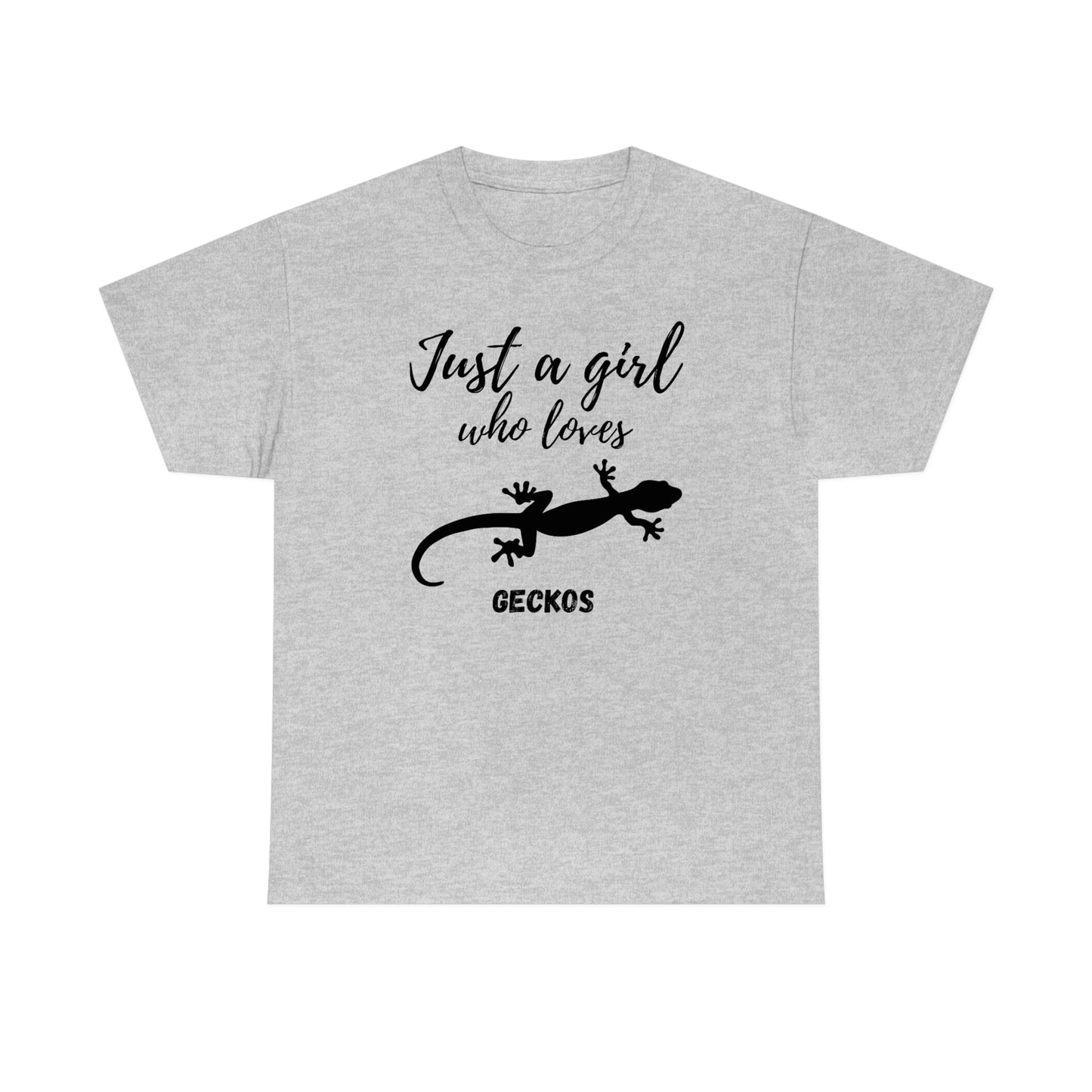 Just a Girl Who Loves Geckos Heavy Cotton Tee, gecko gift gecko shirt, gecko t-shirt, pet gecko, gecko owner, gecko product, gecko lover,
