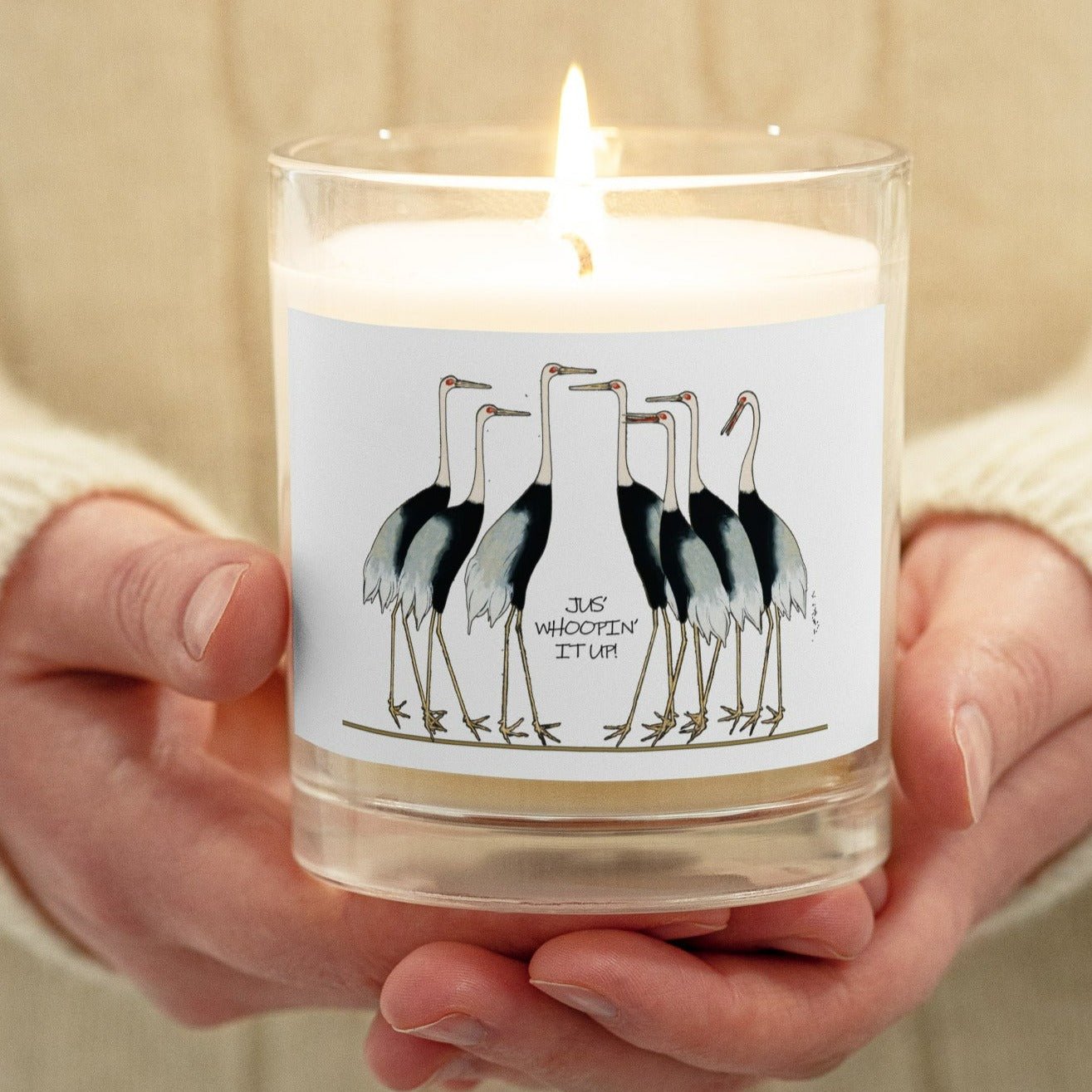 Just Whooping It Up - Whooping Crane - Glass Jar Soy Wax Candle
