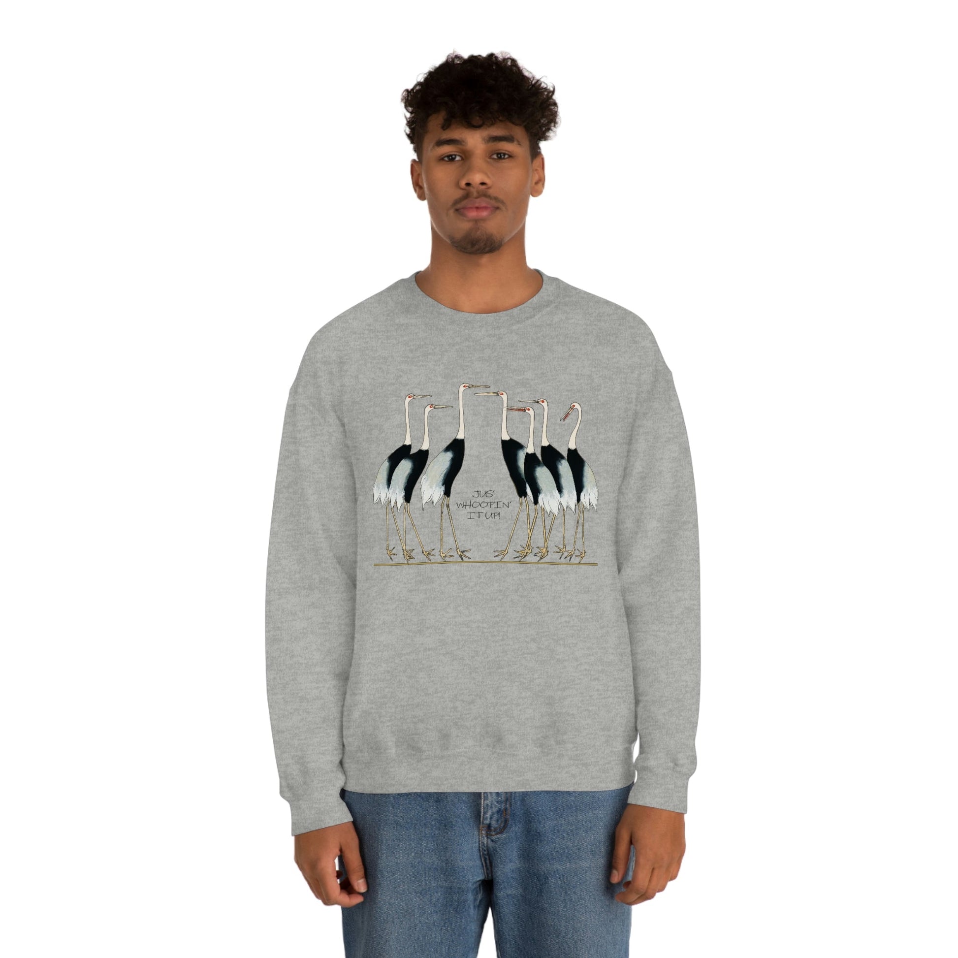 Just Whopping It Up - Whooping Crane - Heavy Blend Crewneck Sweatshirt