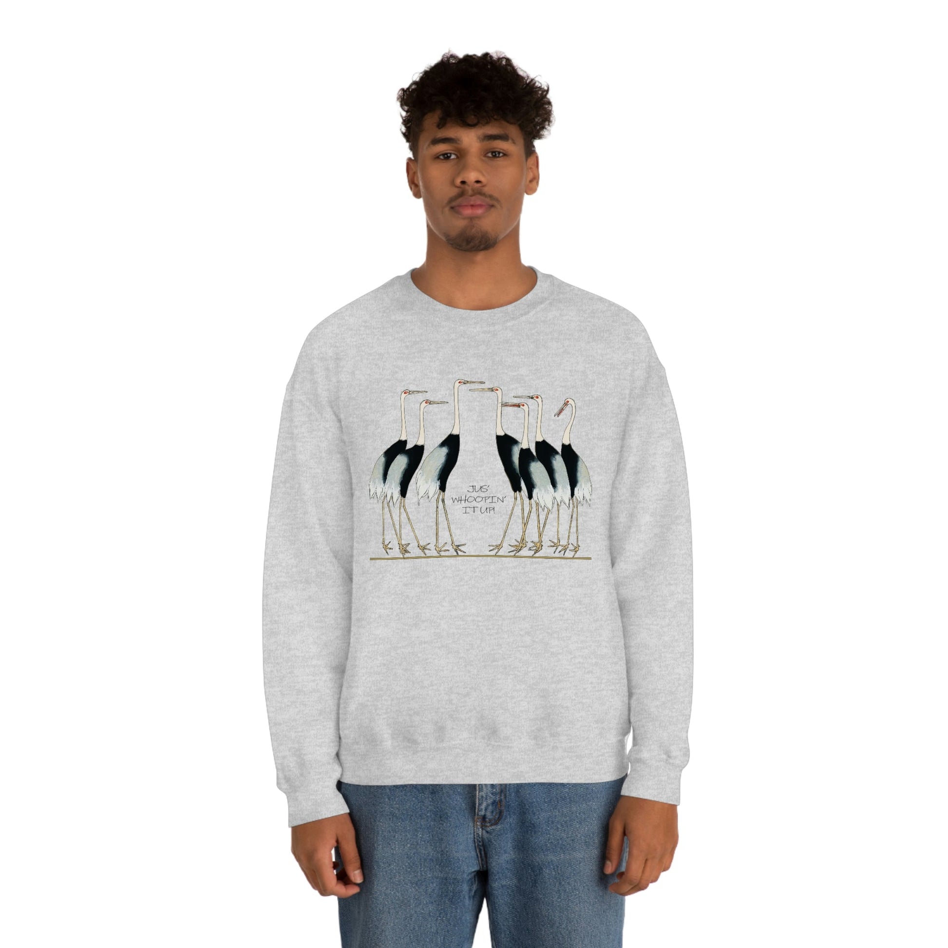 Just Whopping It Up - Whooping Crane - Heavy Blend Crewneck Sweatshirt