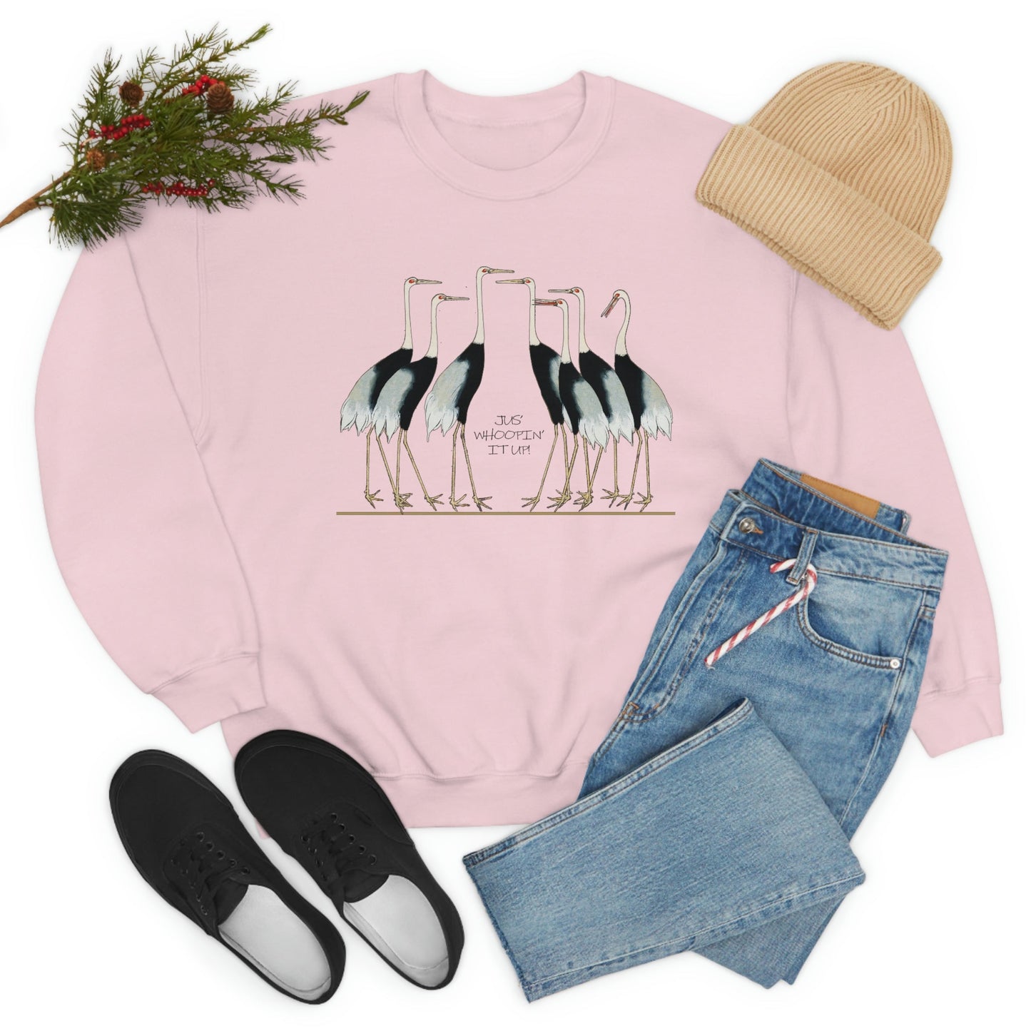 Just Whopping It Up - Whooping Crane - Heavy Blend Crewneck Sweatshirt