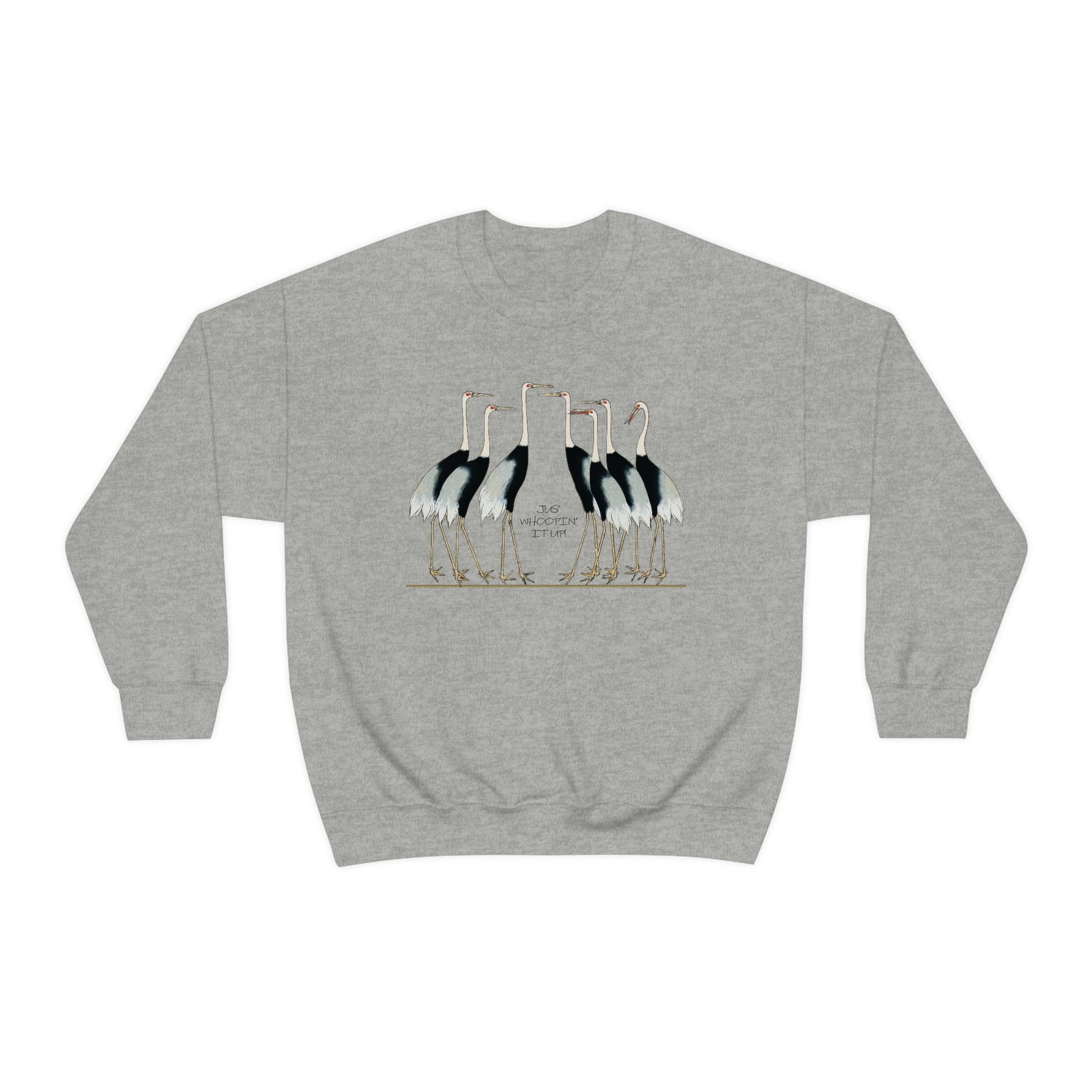 Just Whopping It Up - Whooping Crane - Heavy Blend Crewneck Sweatshirt