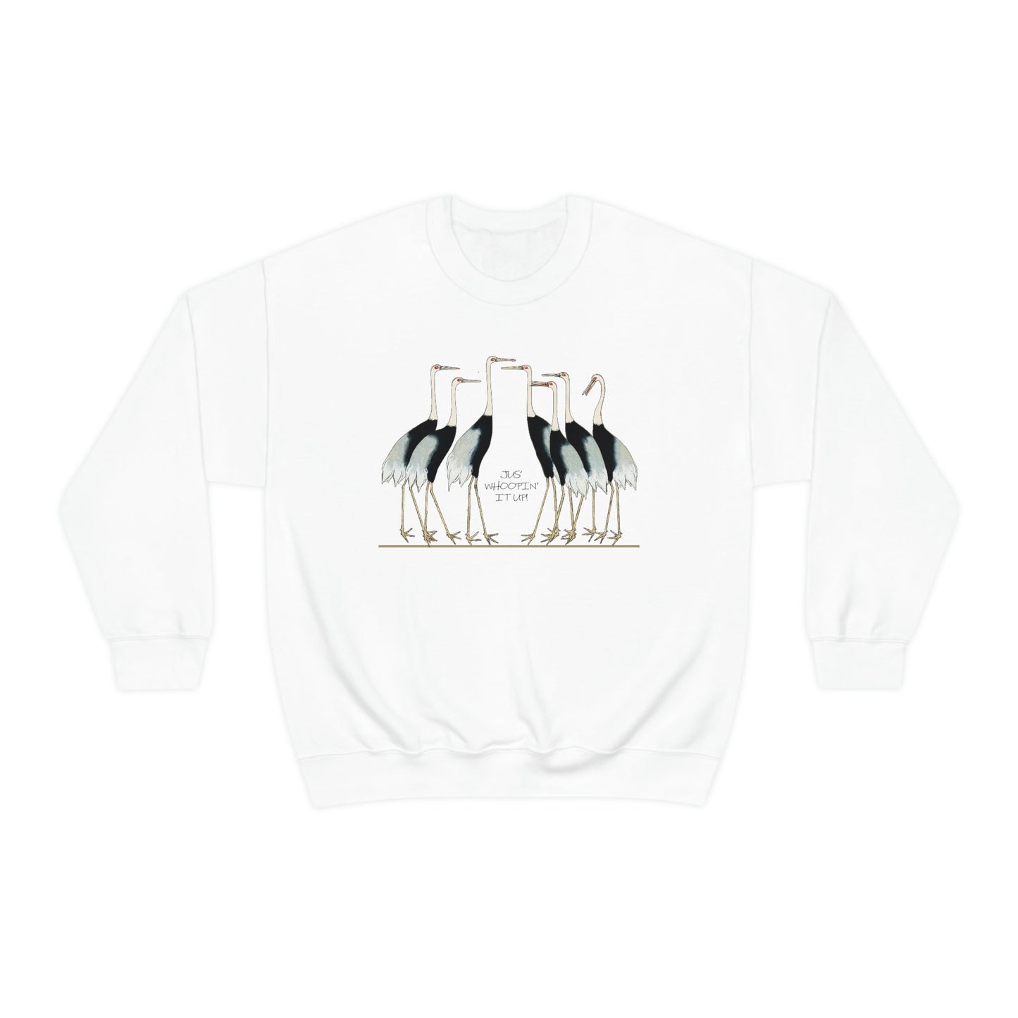 Just Whopping It Up - Whooping Crane - Heavy Blend Crewneck Sweatshirt