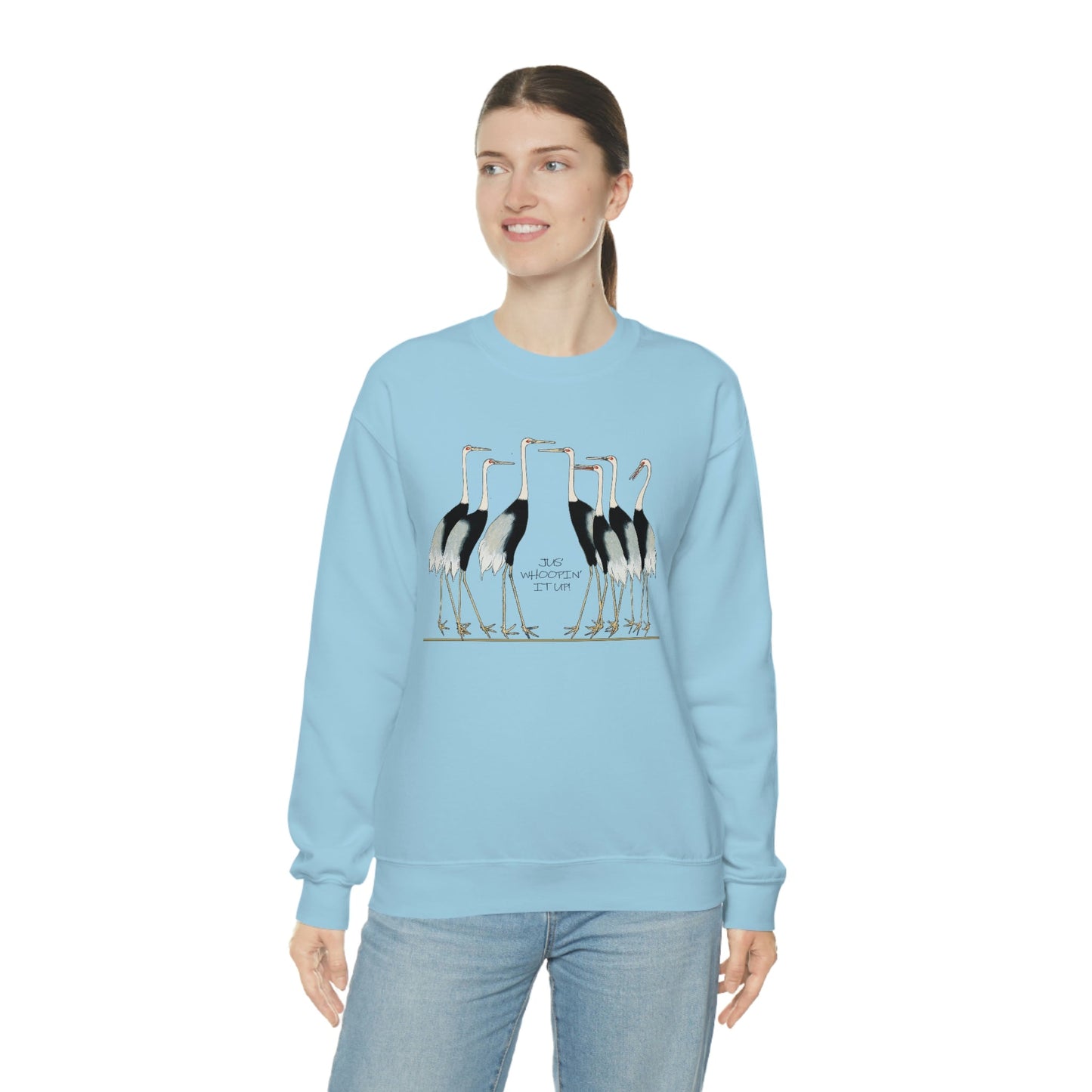 Just Whopping It Up - Whooping Crane - Heavy Blend Crewneck Sweatshirt