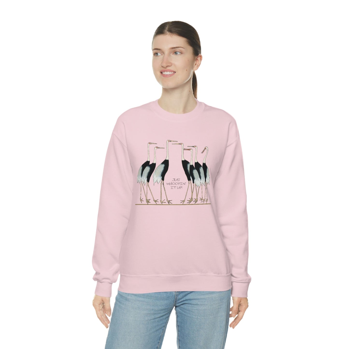 Just Whopping It Up - Whooping Crane - Heavy Blend Crewneck Sweatshirt