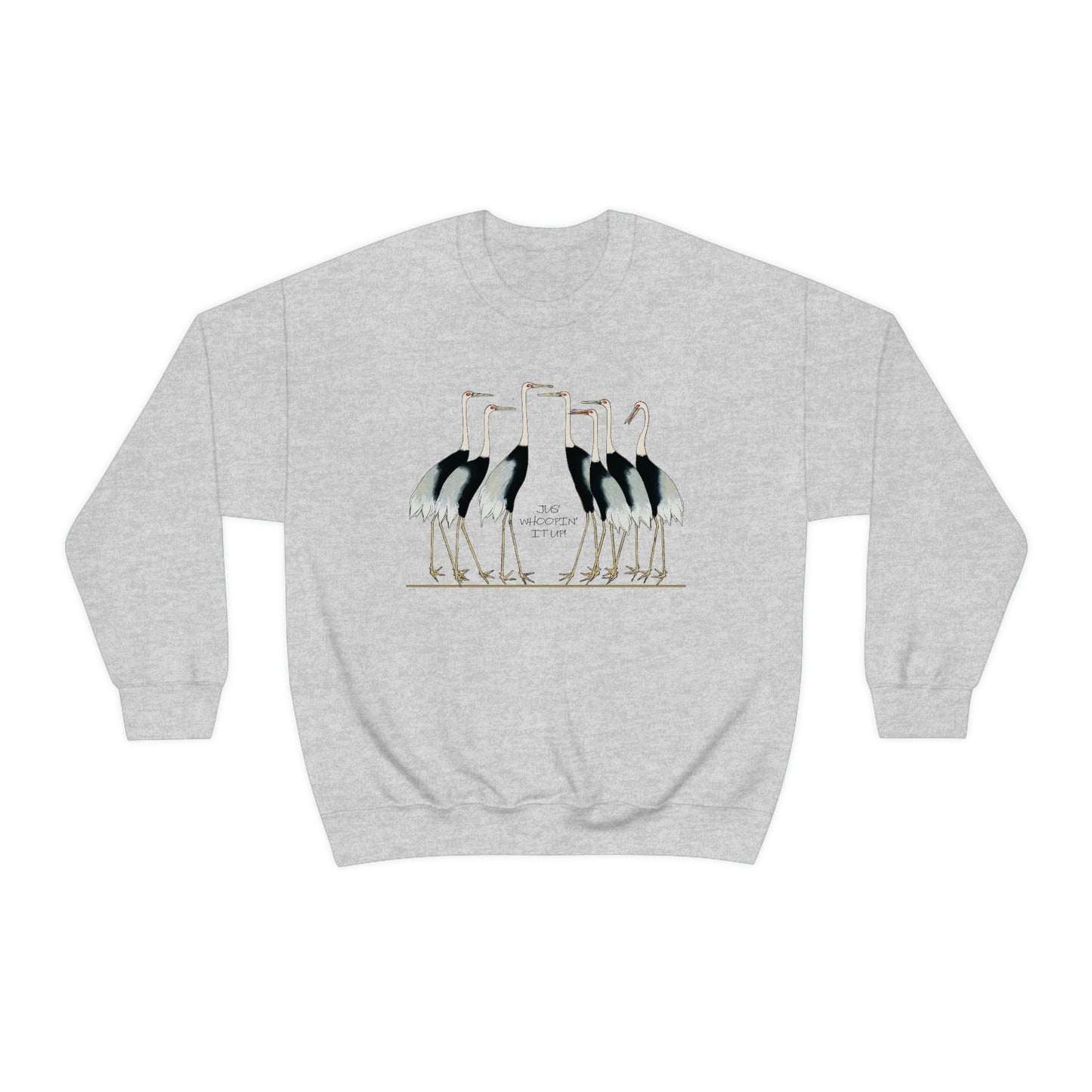 Just Whopping It Up - Whooping Crane - Heavy Blend Crewneck Sweatshirt