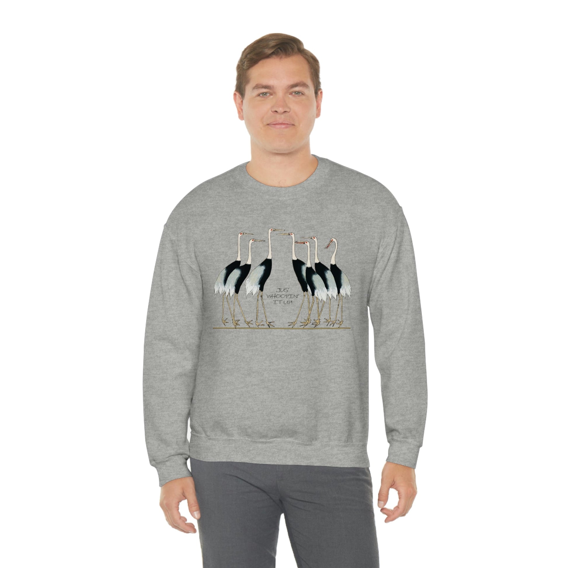 Just Whopping It Up - Whooping Crane - Heavy Blend Crewneck Sweatshirt