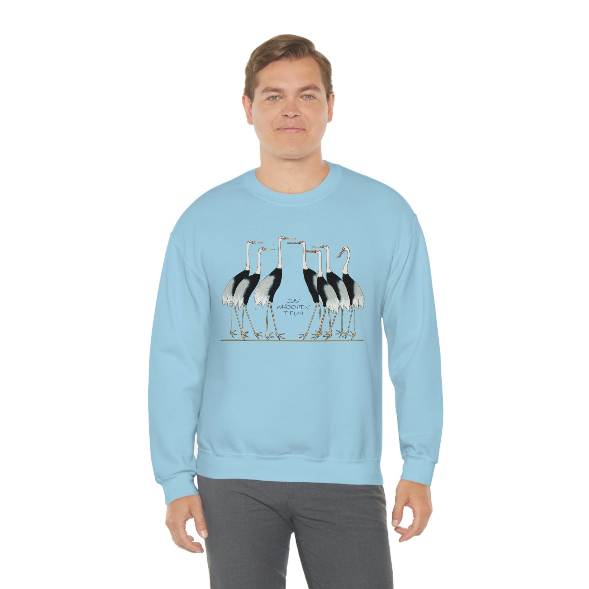 Just Whopping It Up - Whooping Crane - Heavy Blend Crewneck Sweatshirt