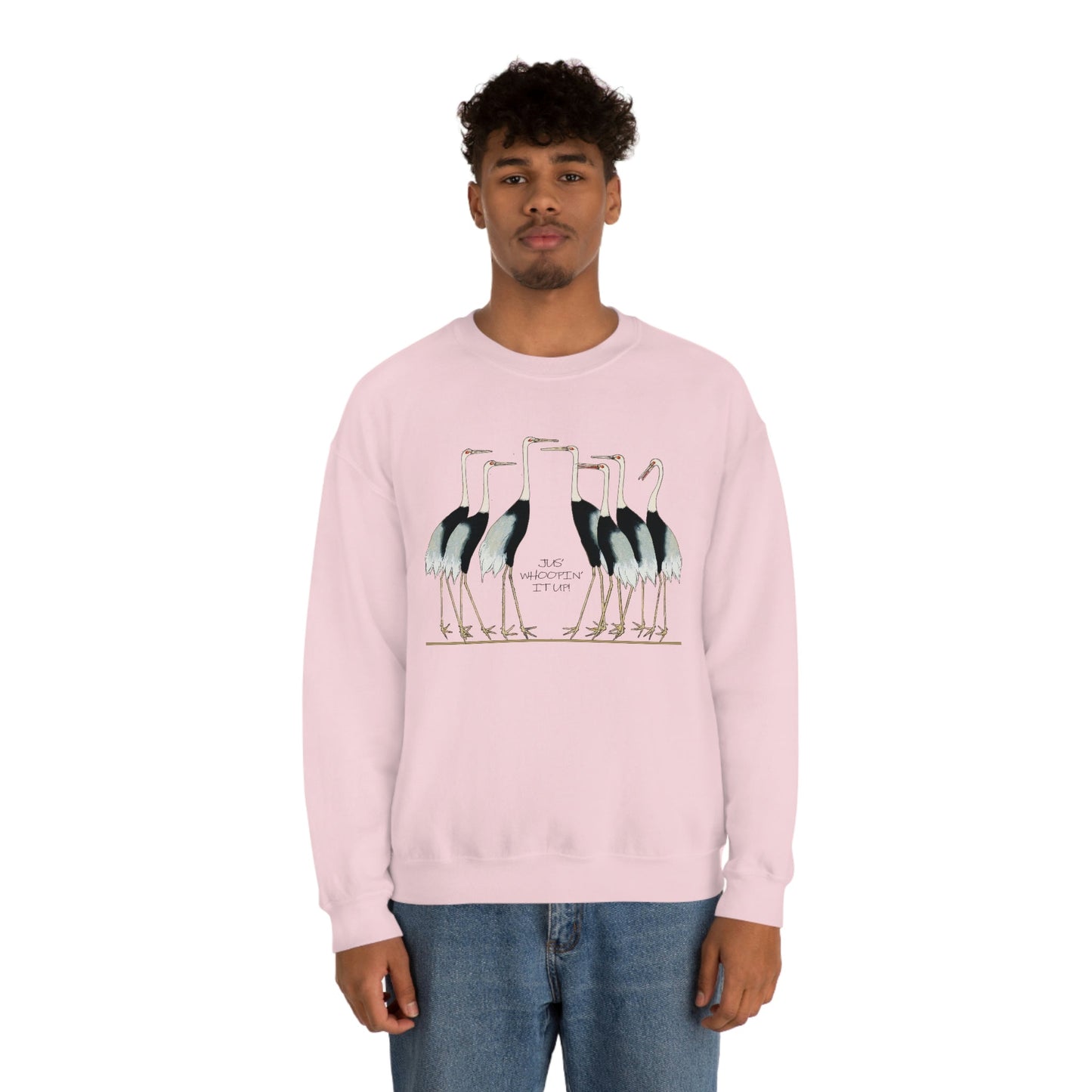 Just Whopping It Up - Whooping Crane - Heavy Blend Crewneck Sweatshirt