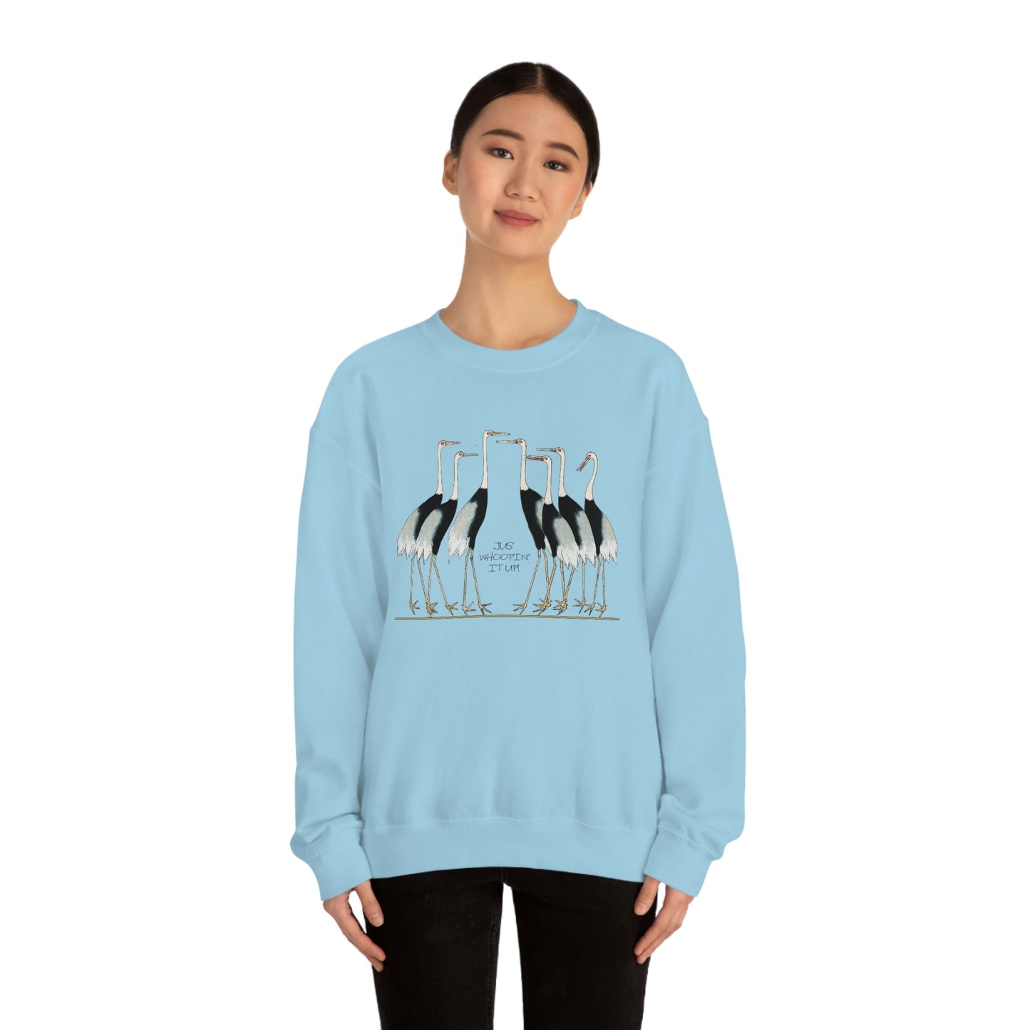 Just Whopping It Up - Whooping Crane - Heavy Blend Crewneck Sweatshirt