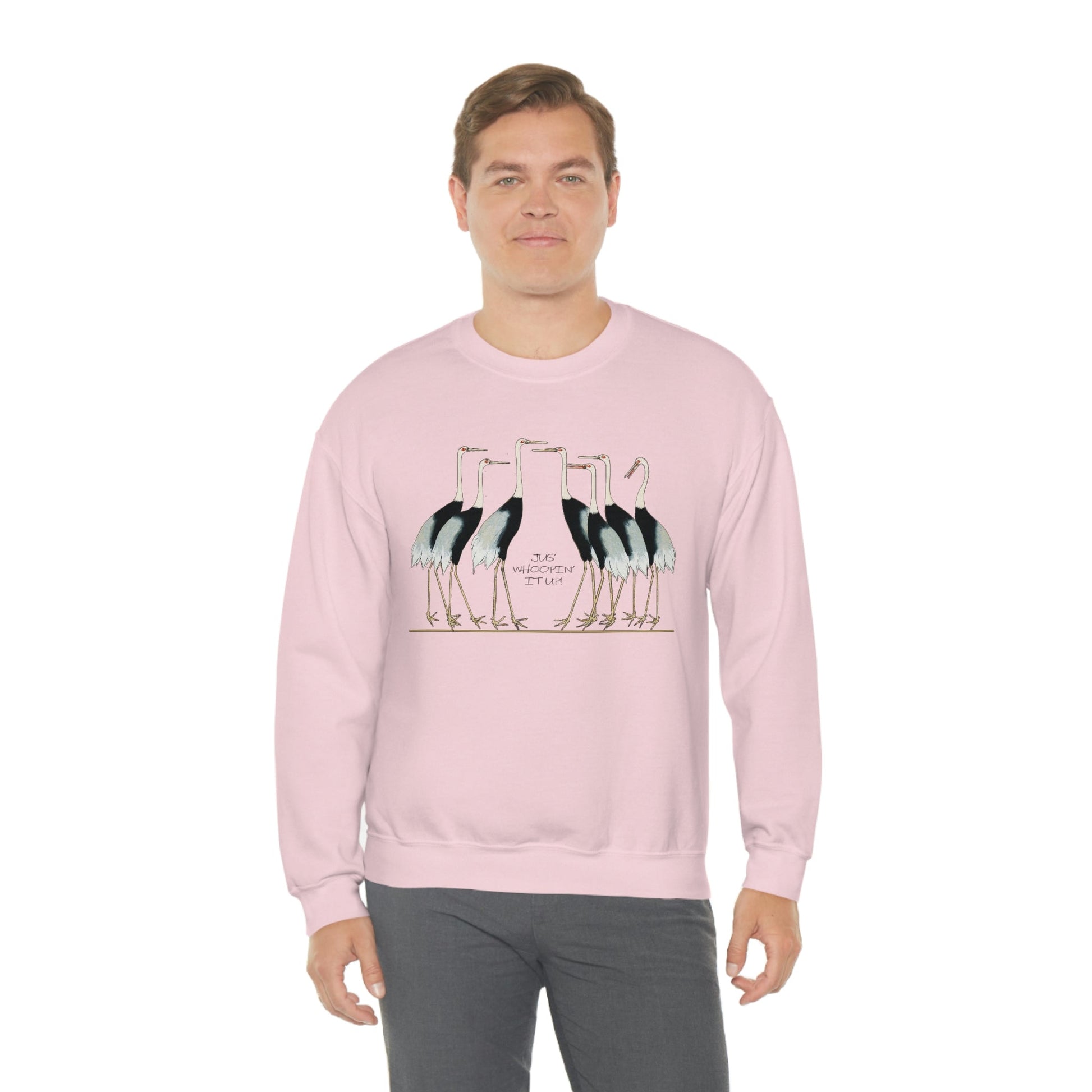 Just Whopping It Up - Whooping Crane - Heavy Blend Crewneck Sweatshirt