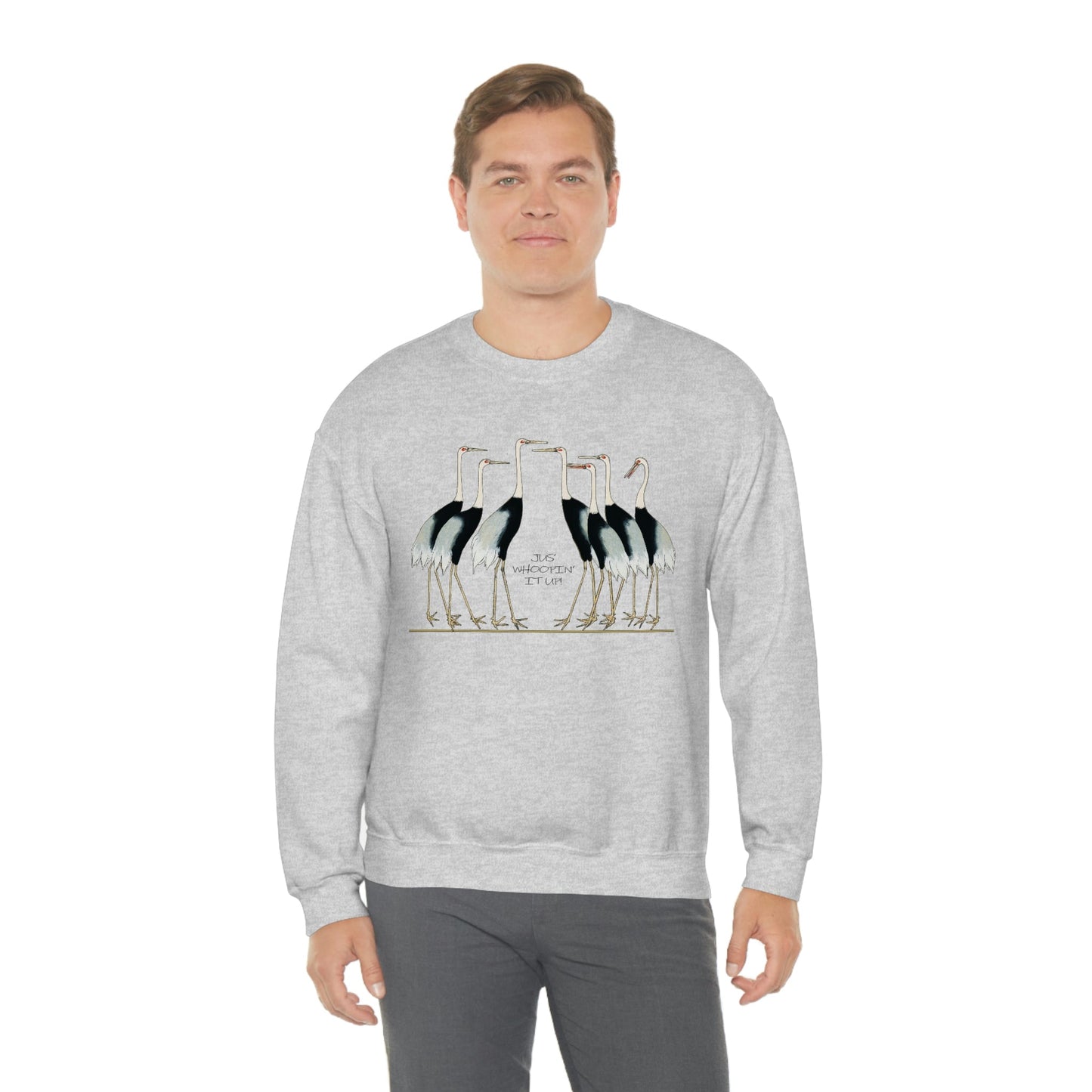 Just Whopping It Up - Whooping Crane - Heavy Blend Crewneck Sweatshirt