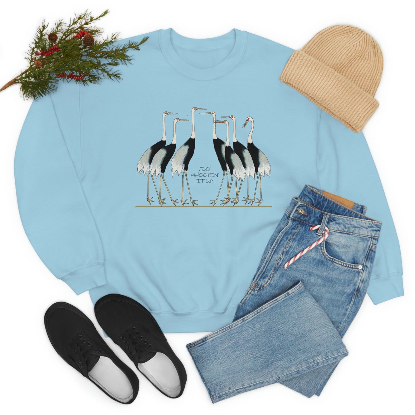 Just Whopping It Up - Whooping Crane - Heavy Blend Crewneck Sweatshirt