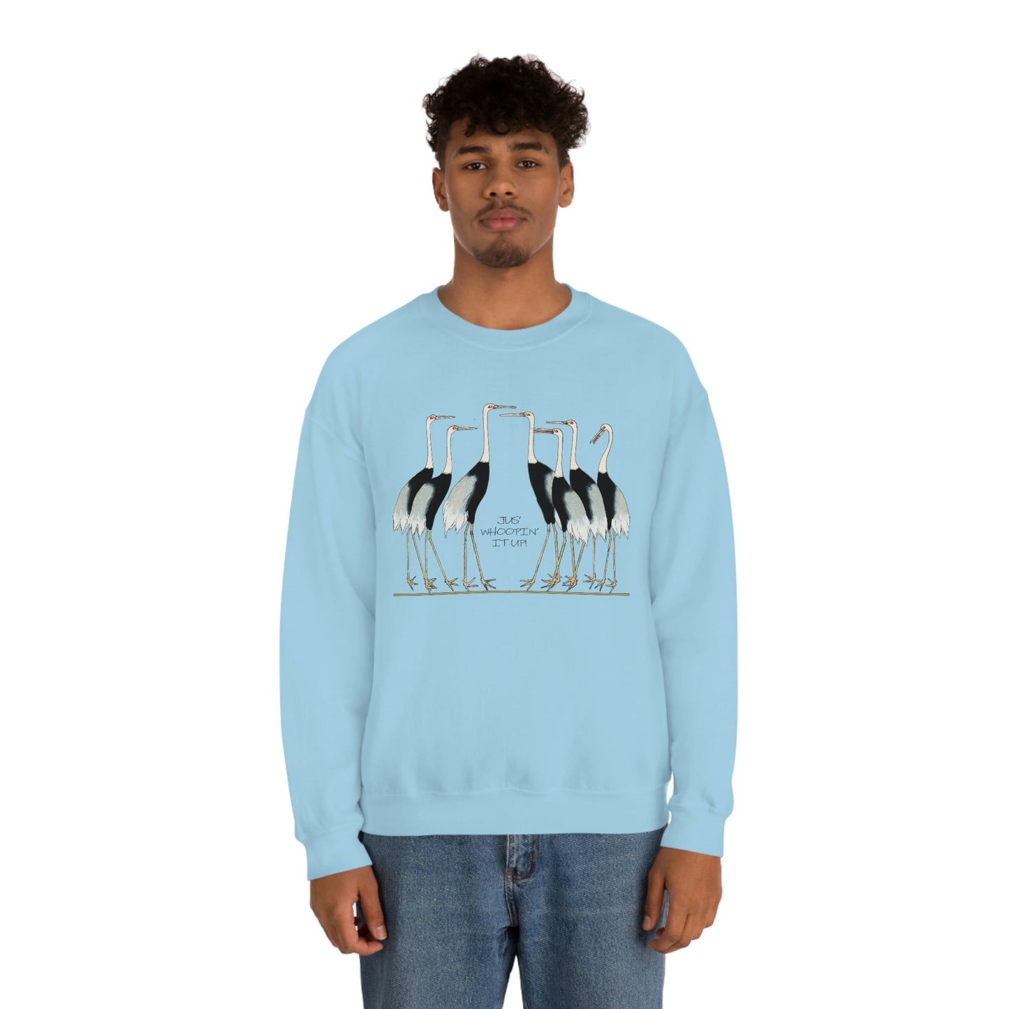 Just Whopping It Up - Whooping Crane - Heavy Blend Crewneck Sweatshirt